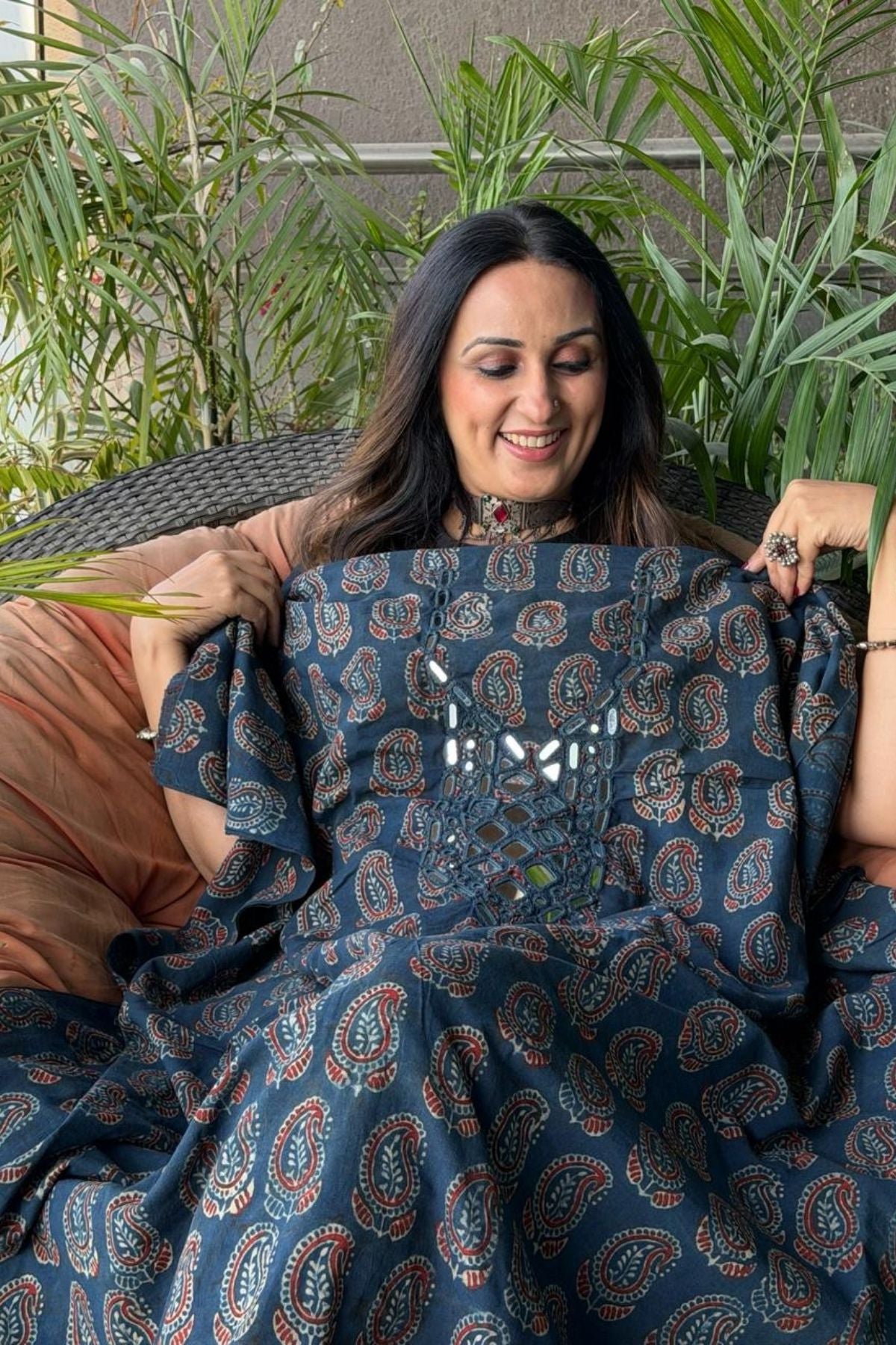 Pure Cotton Kutch mirror hand work kurta fabrics!!