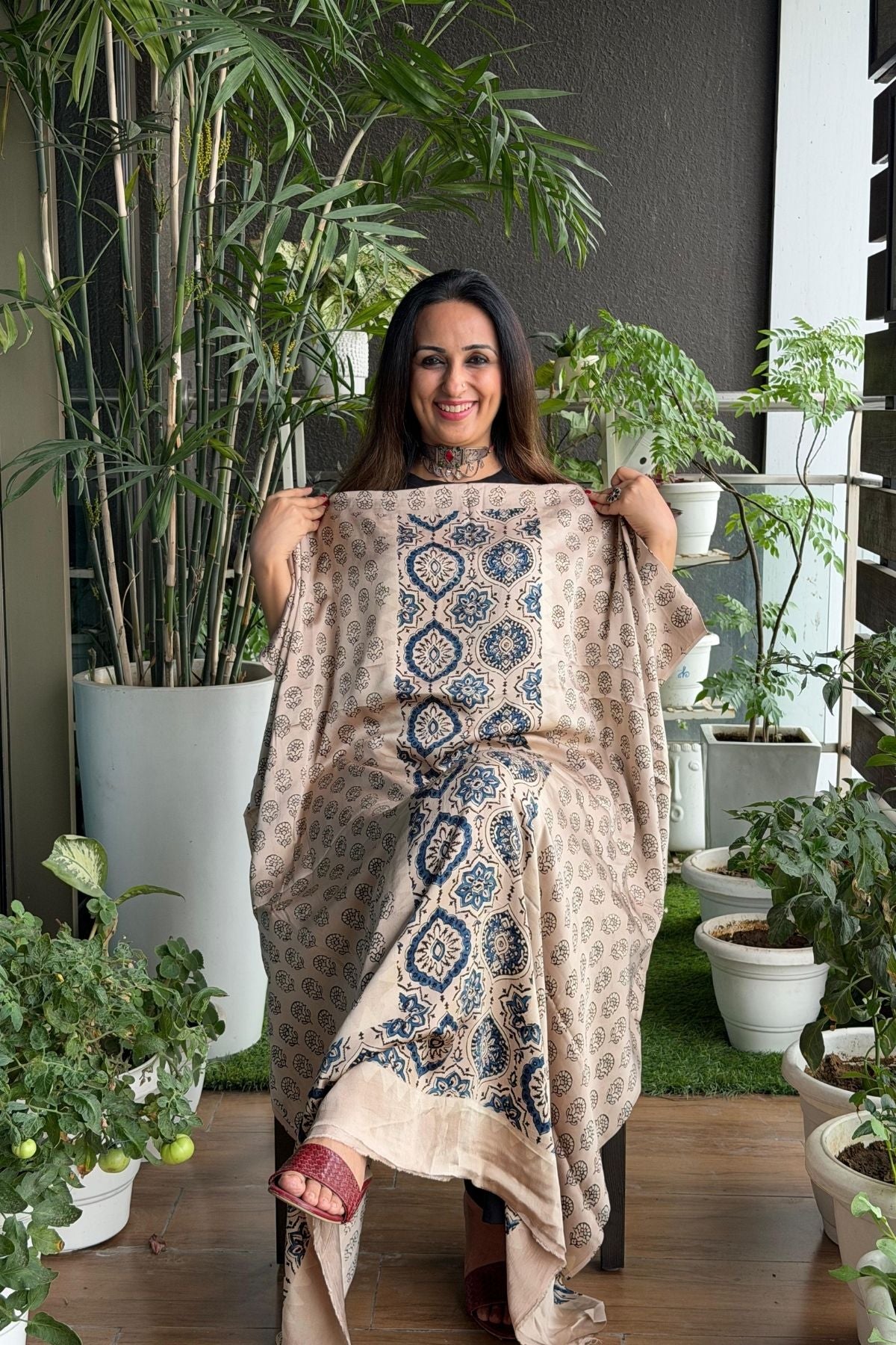 Ajrakh kurta fabric on pure modal !!