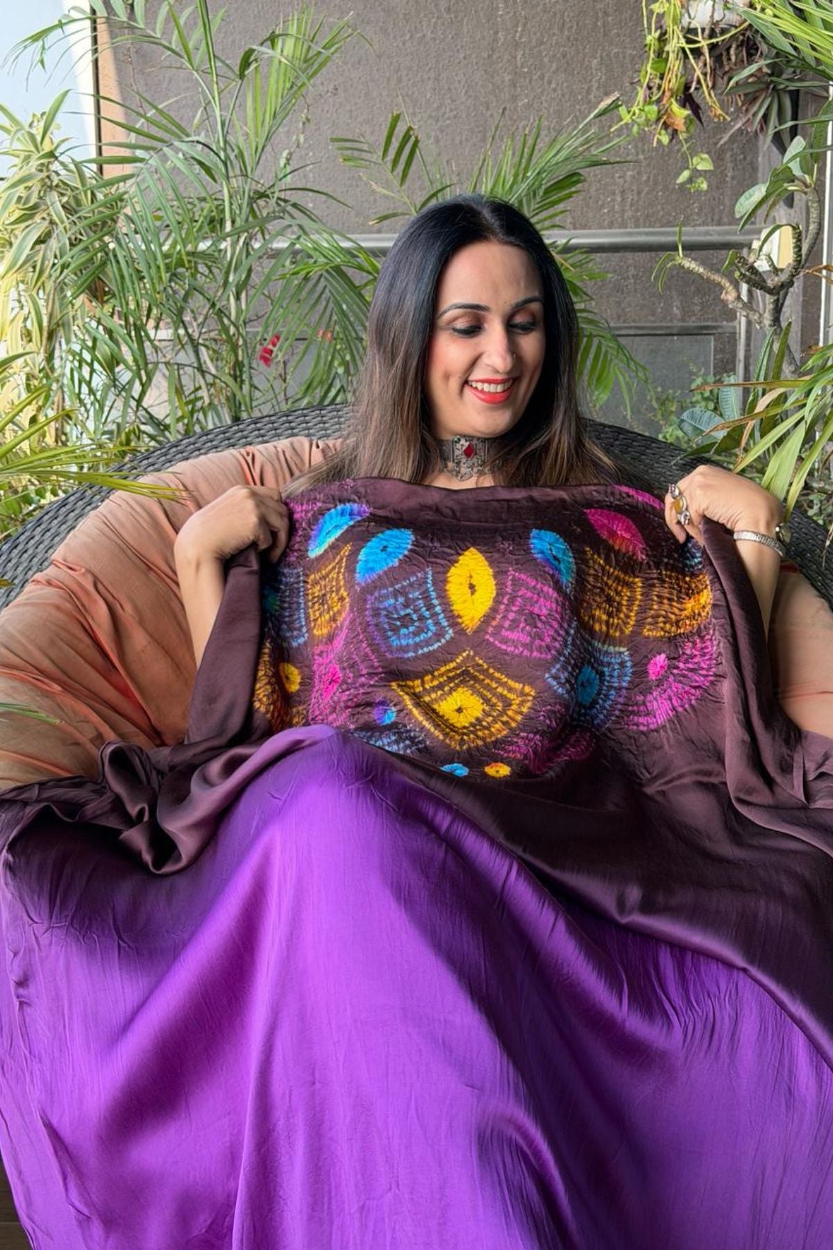 Handblocked Shibori shaded kurta on pure Modal