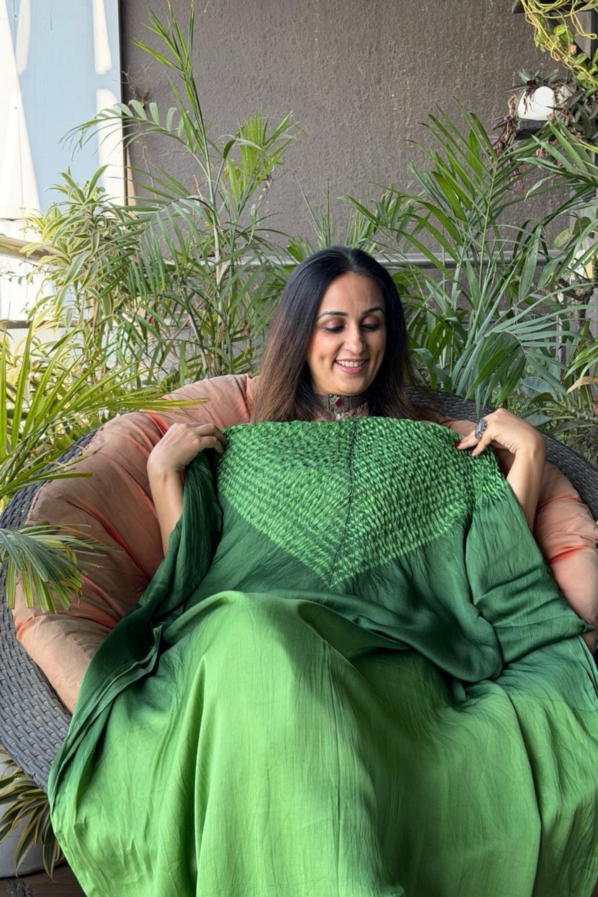 Handblocked Shibori shaded kurta on pure Modal