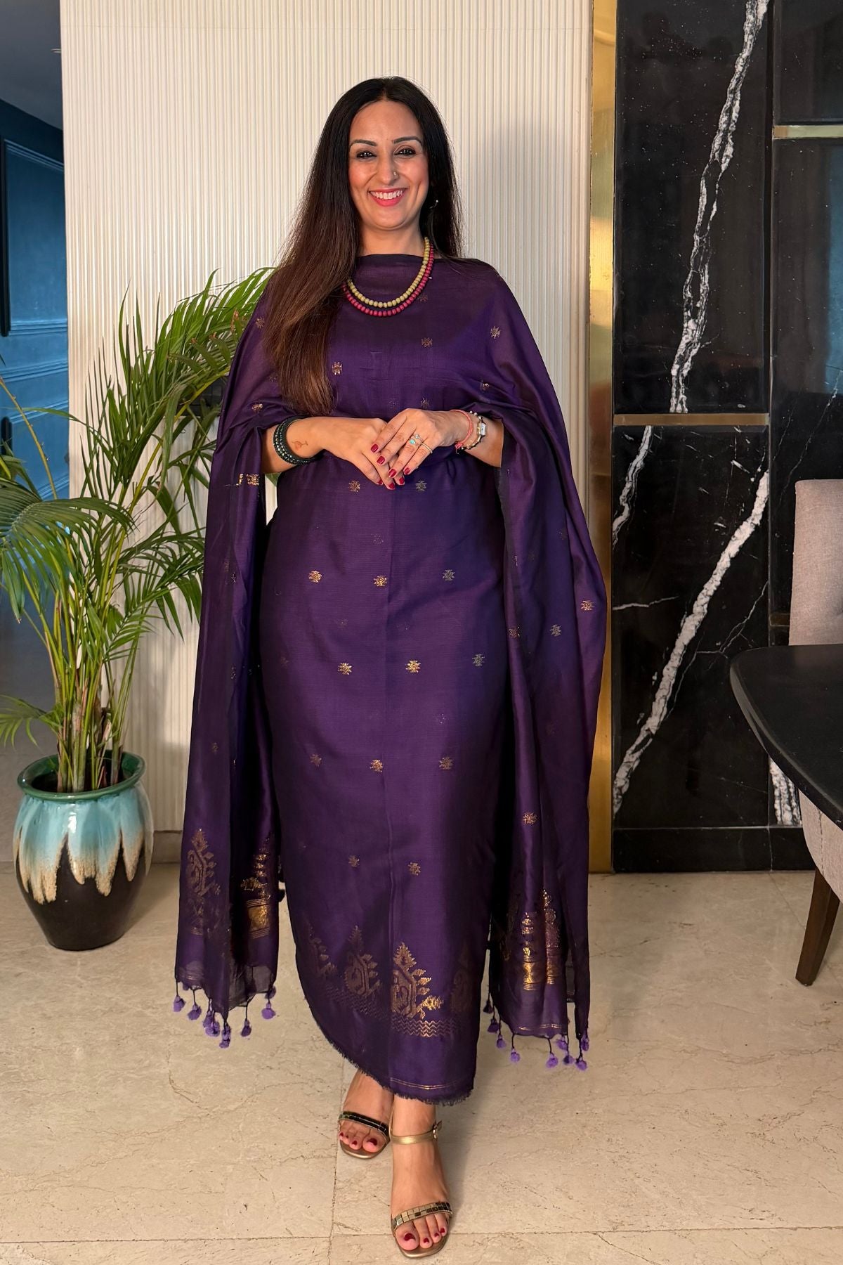 Mercerised pure cotton zari weave kurta dupatta sets with Jamdani weave !!