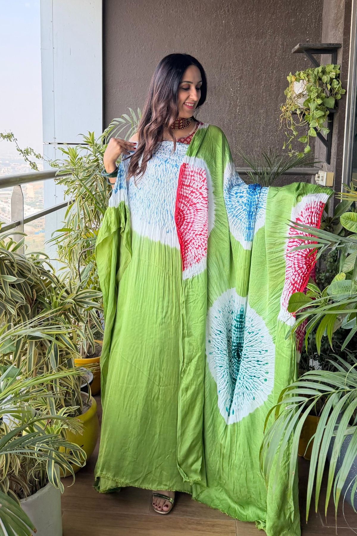 Hand Shibori on pure modal Satin-Kurta and dupatta set!!