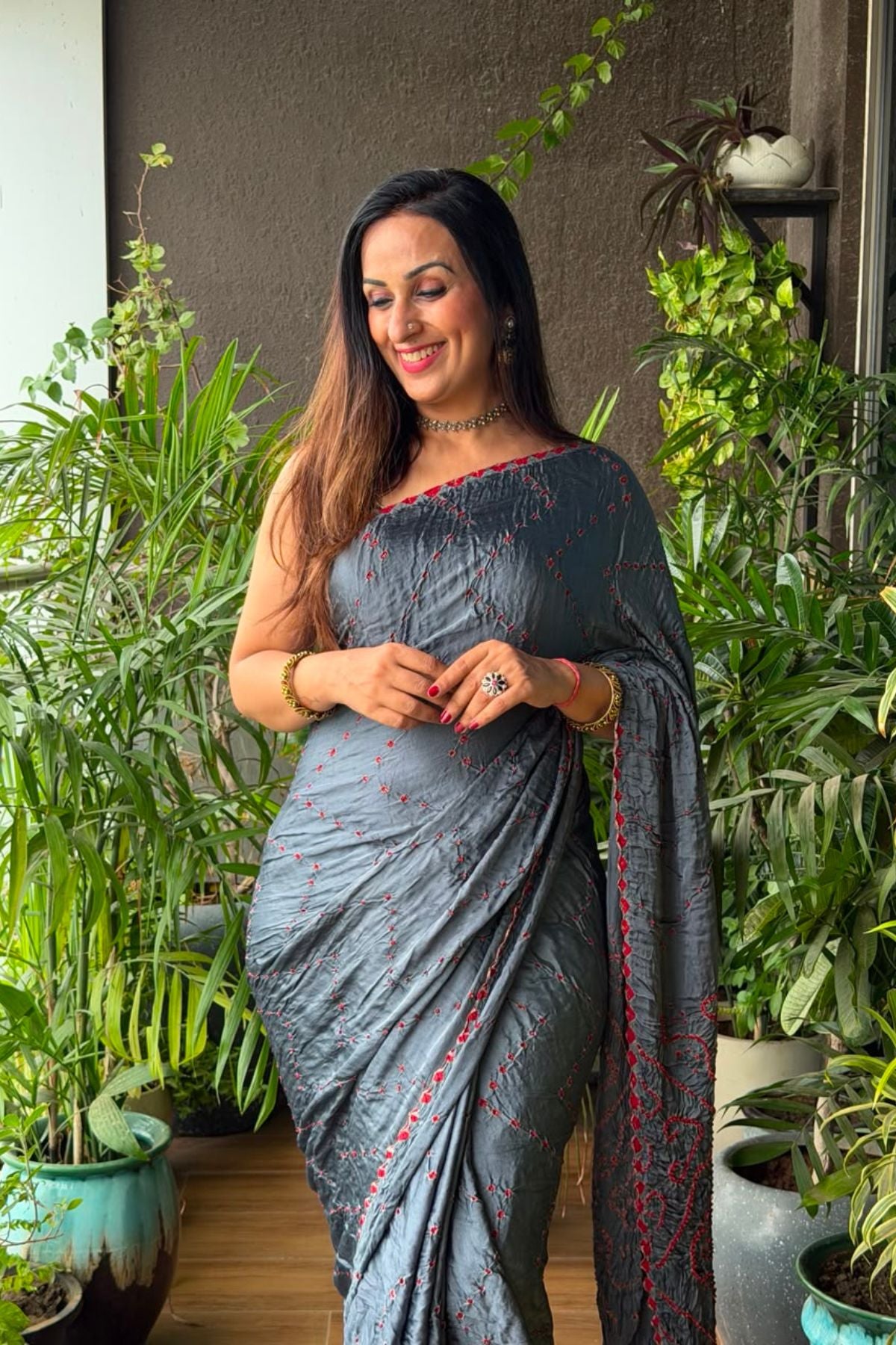 Handcrafted bandhani saree on pure modal!!!