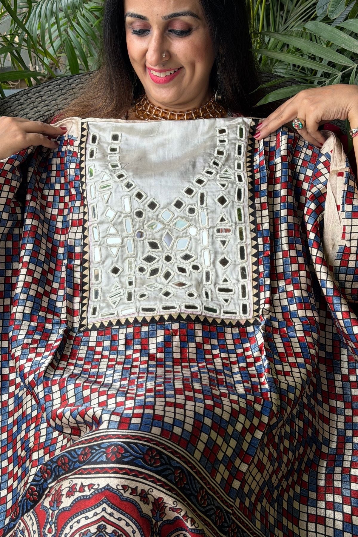 Handcrafted kurta with Kutch mirror work on pure Mashru!!