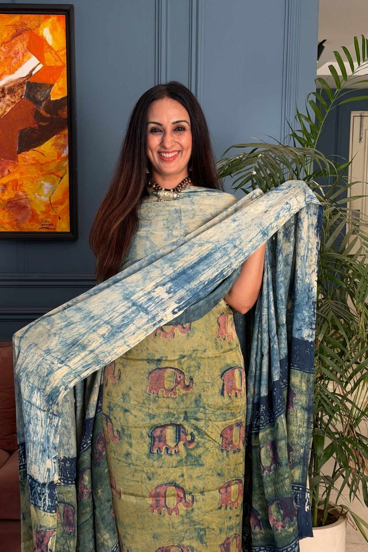 Pomegranate peel Handblock on Premium Modal fabric!!