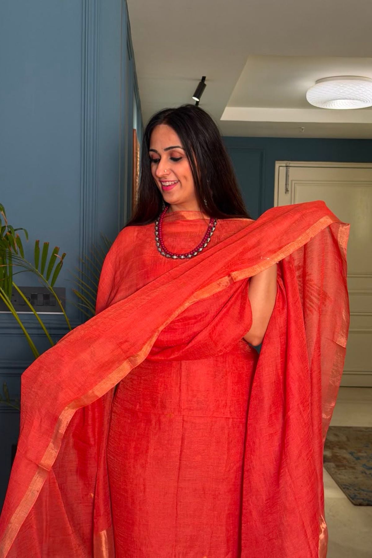 Jayshree tissue linen kurta dupatta set.