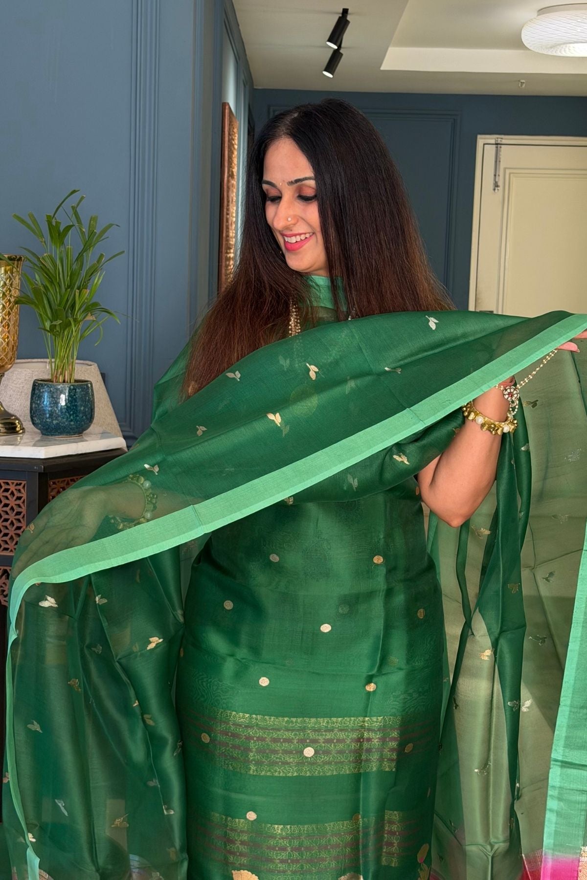 Handloom pure Kora silk full suit sets!!