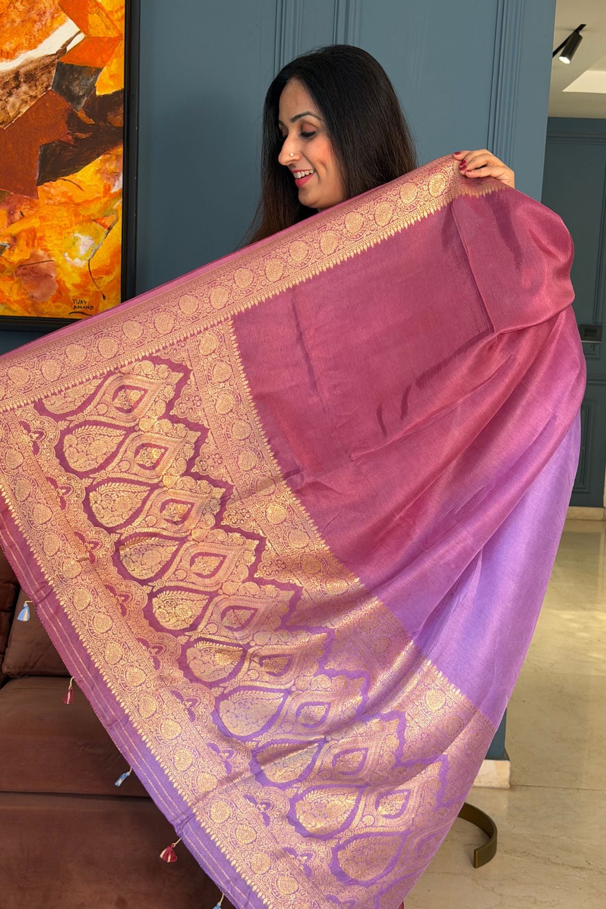 Ombré Dola silk saree with zari weave!!