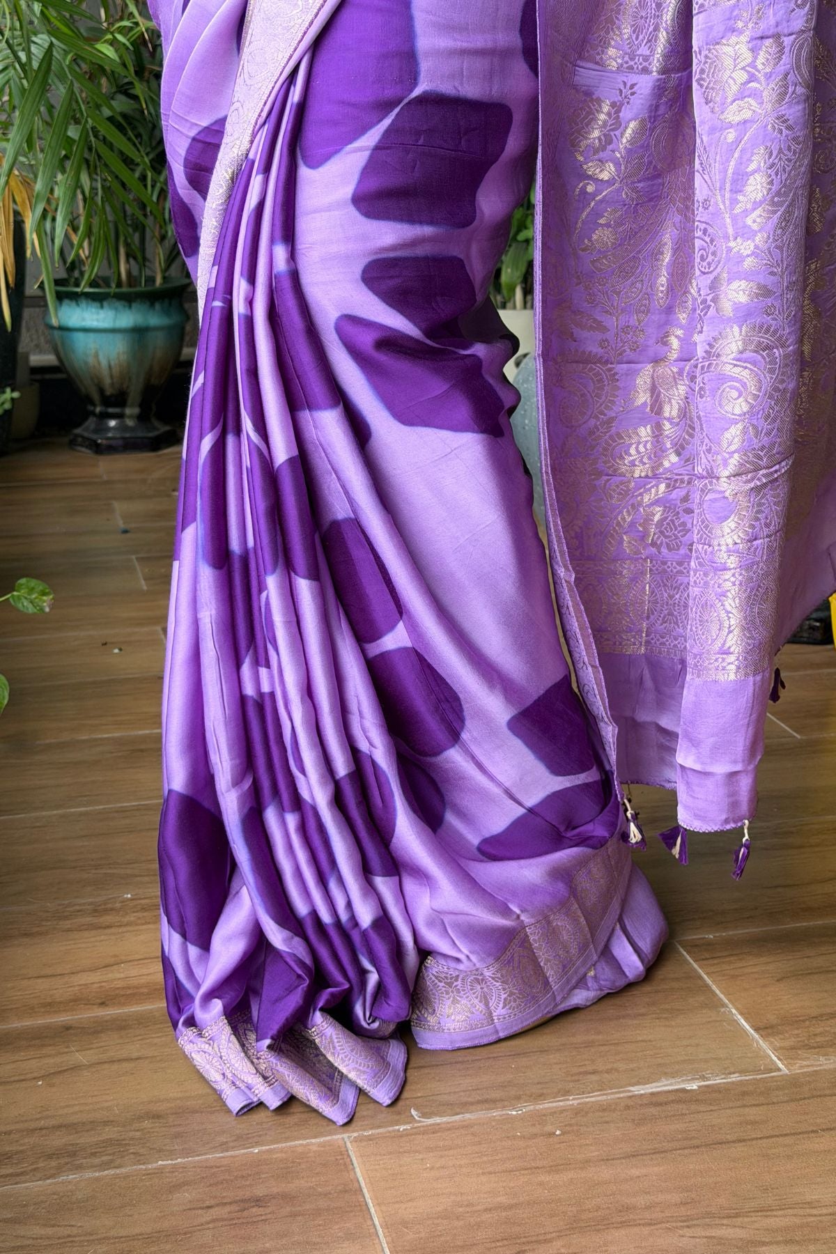 Handcrafted Clamp-dyed sarees in pure modal silk!!!