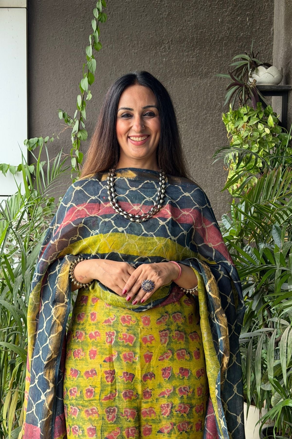 Handblocked with Pomegranate peel kurta dupatta sets in Maheshwari!!