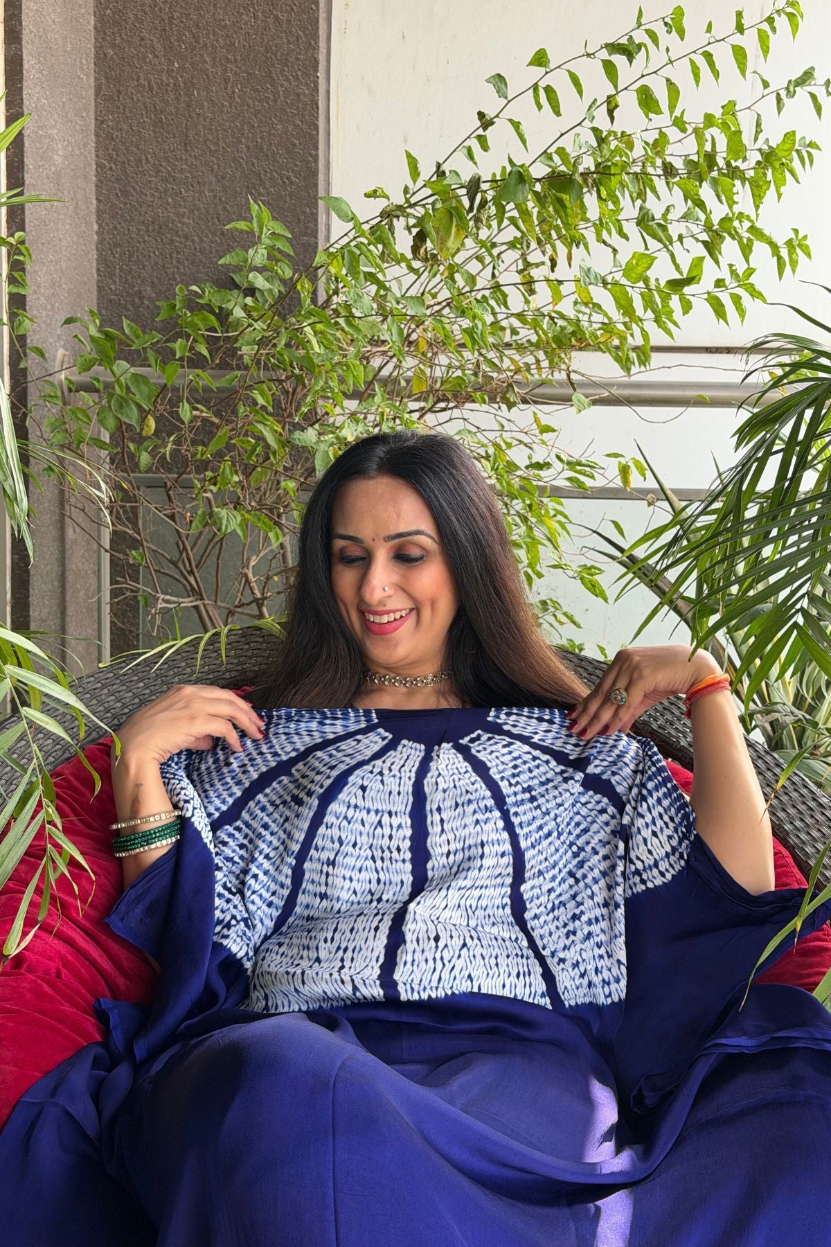 Stunning hand Shibori work on pure modal satin!!