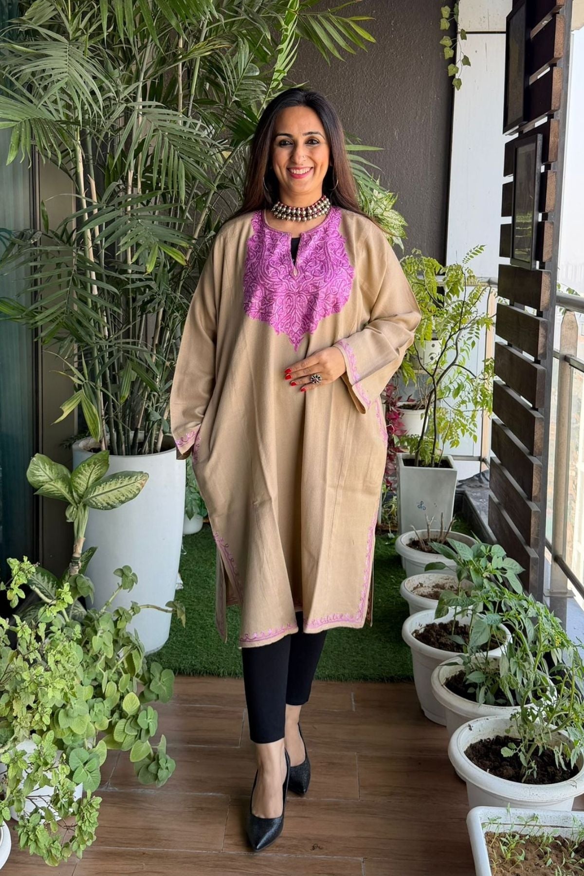 Woollen Kashmiri Phiran with Aari work