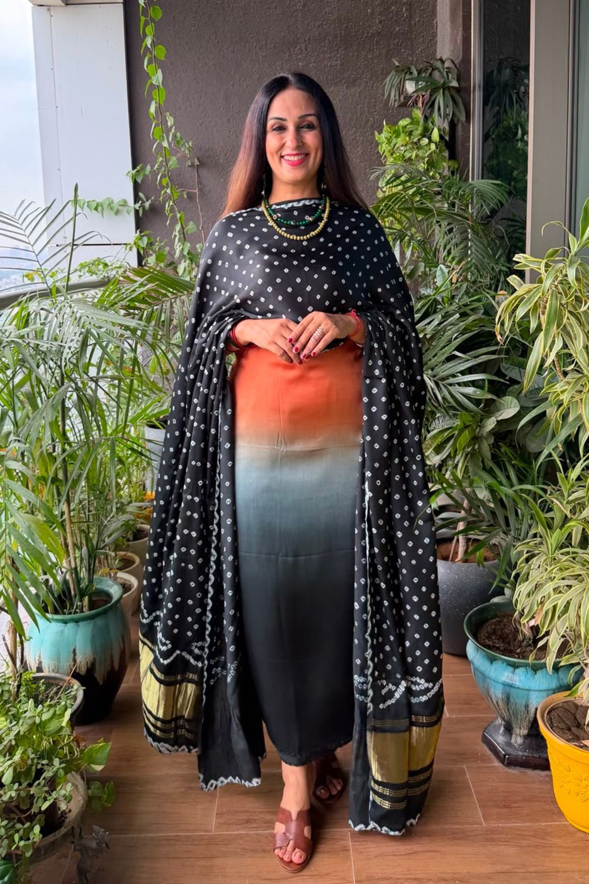 Ombré kurta dupatta set on pure modal Satin