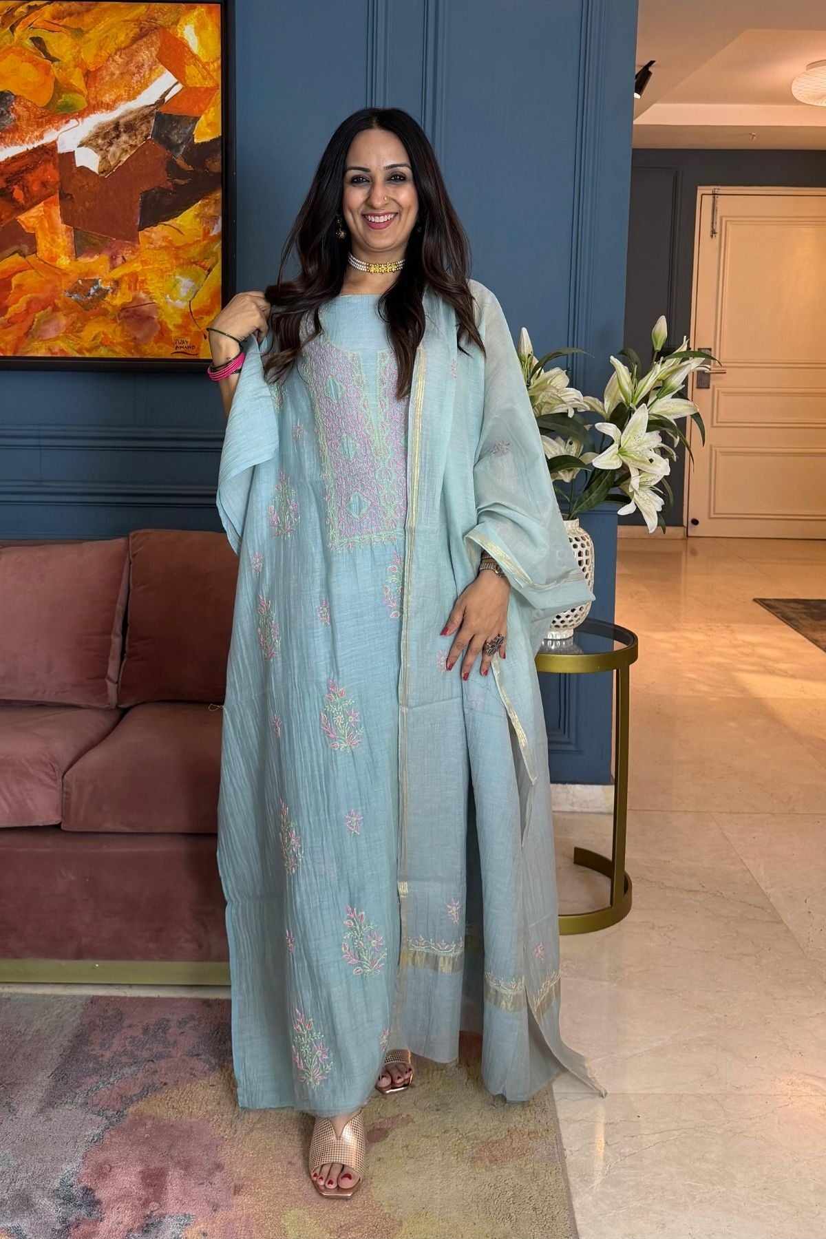 Ombré Chikankari on pure Mul cotton!!!