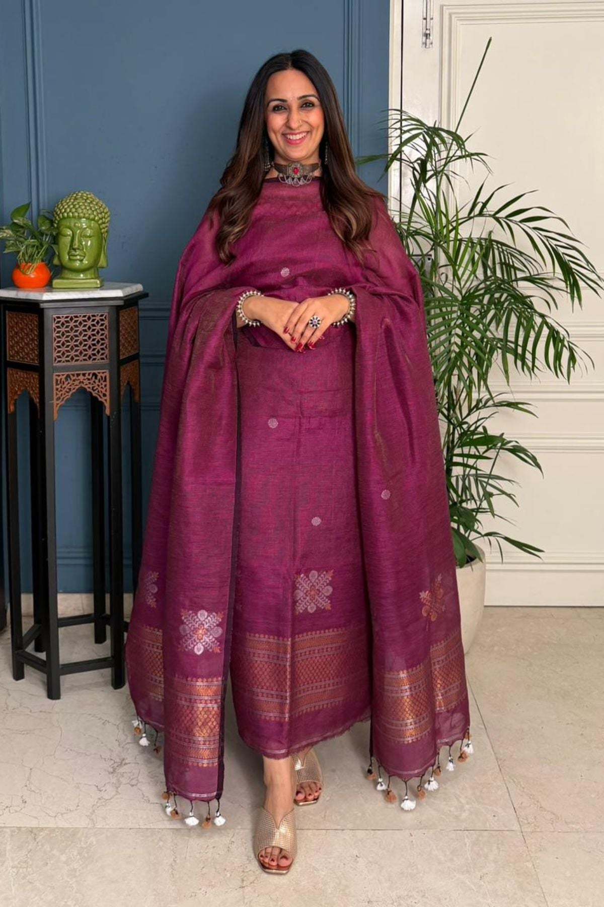 Jayshree tissue linen kurta dupatta set