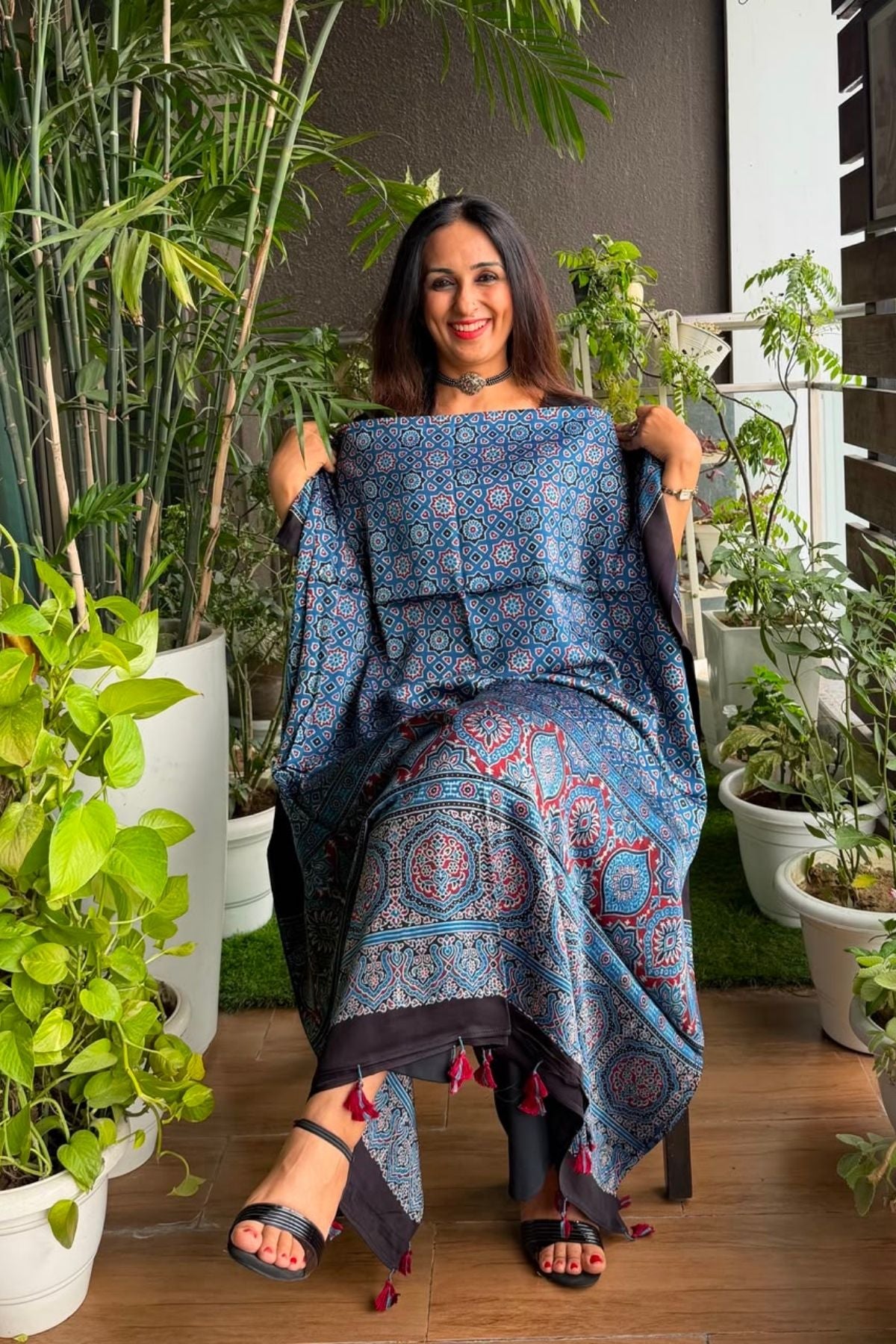 Ajrakh kurta fabric on pure modal !!