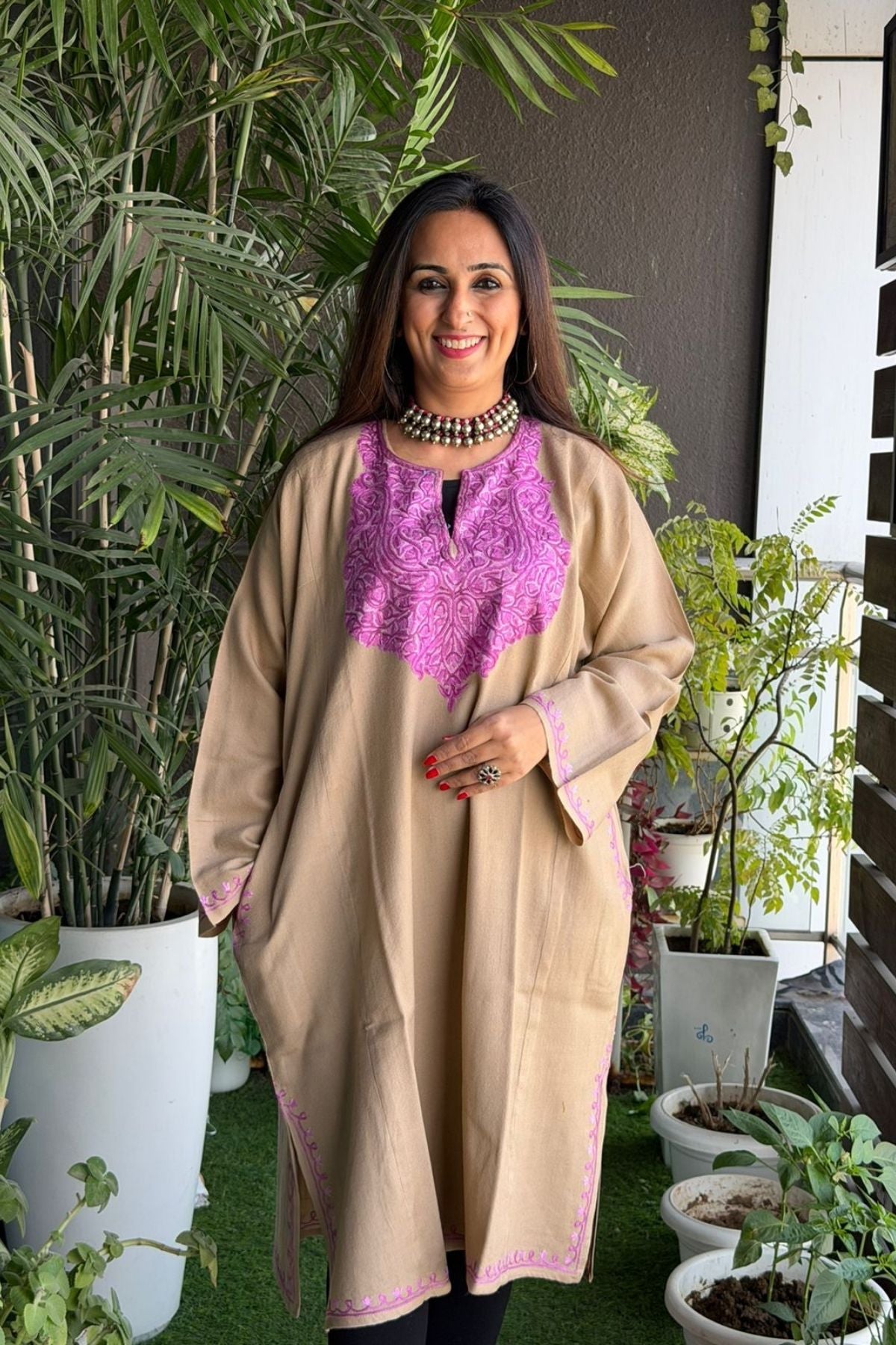 Woollen Kashmiri Phiran with Aari work