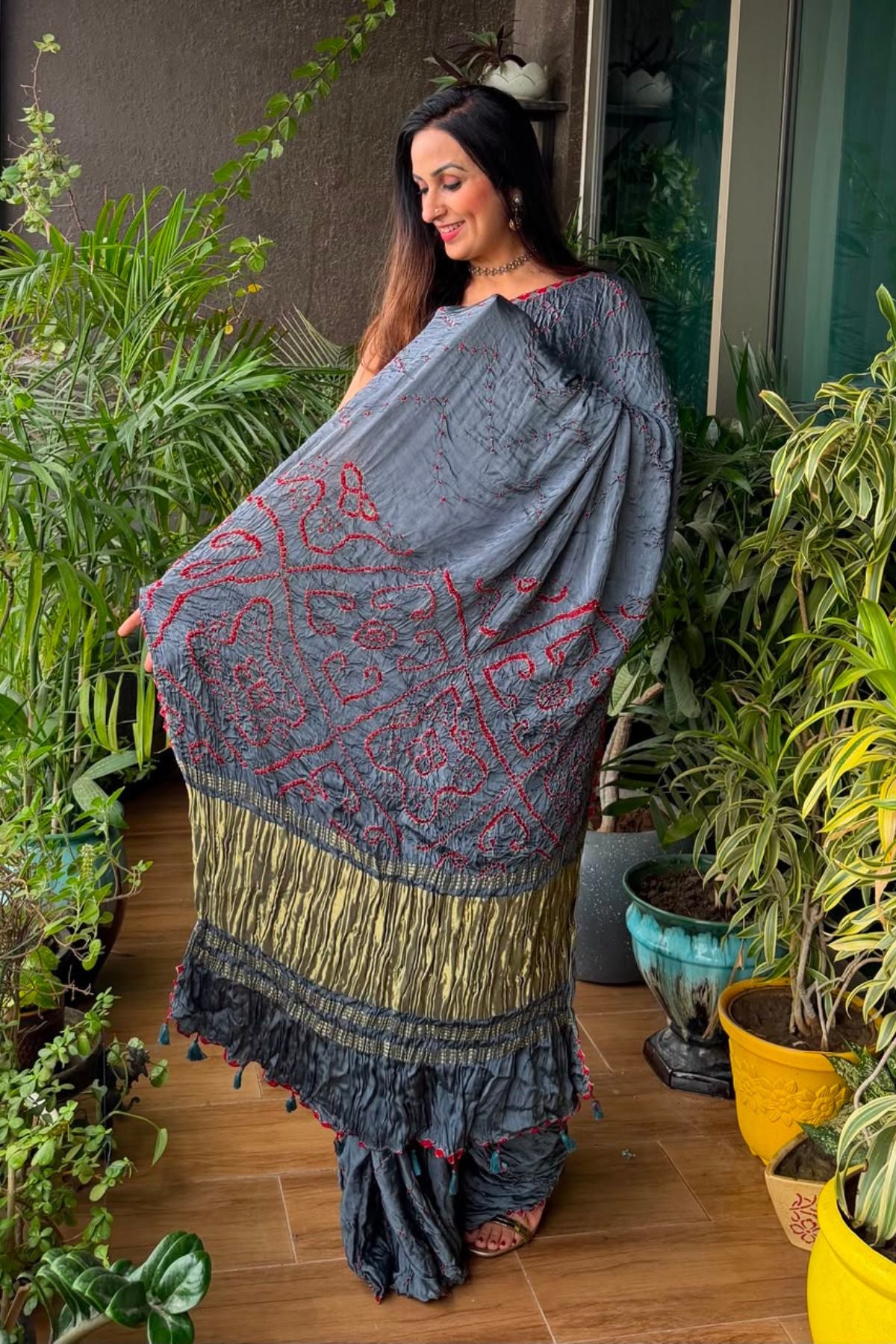 Handcrafted bandhani saree on pure modal!!!