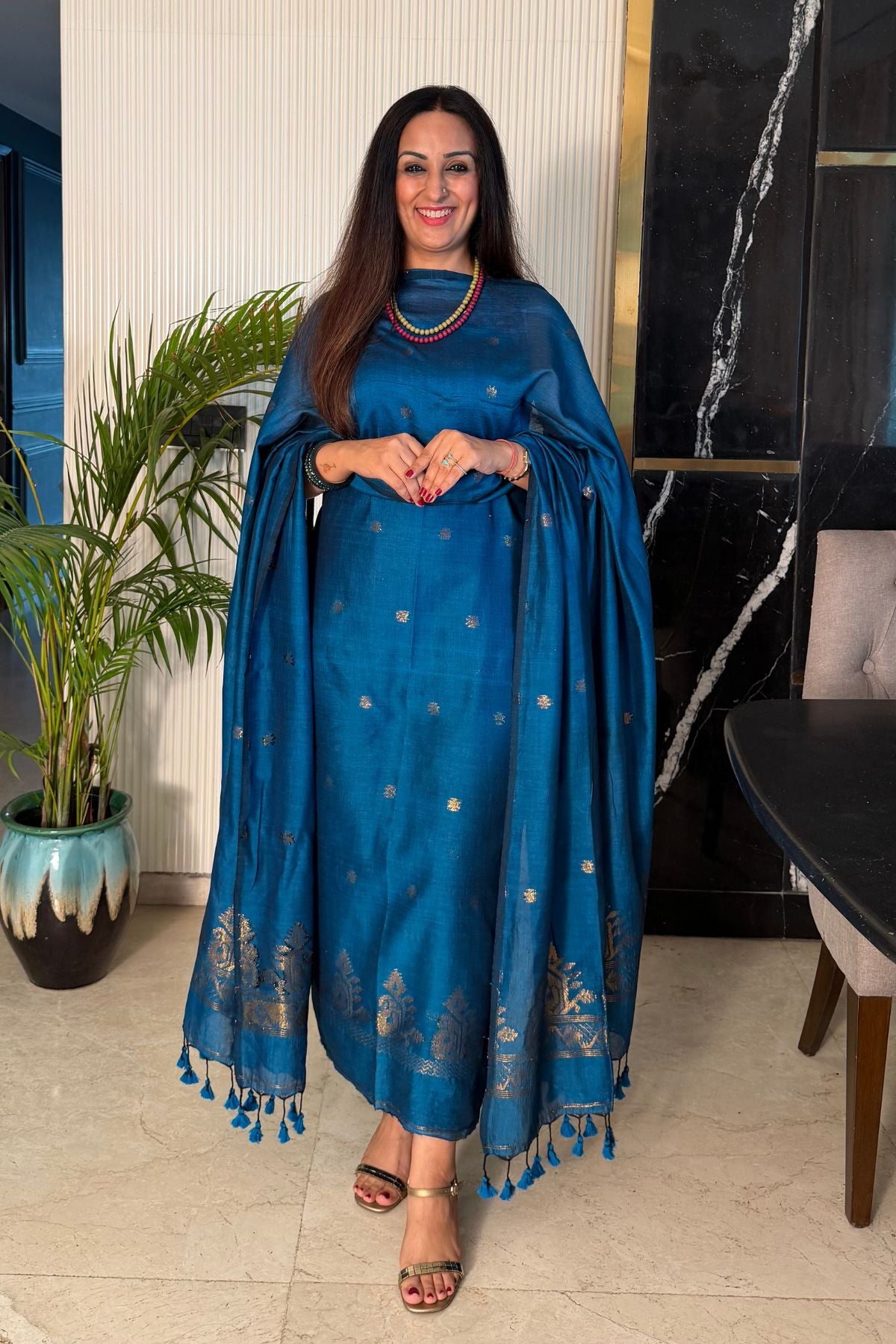 Mercerised pure cotton zari weave kurta dupatta sets with Jamdani weave !!