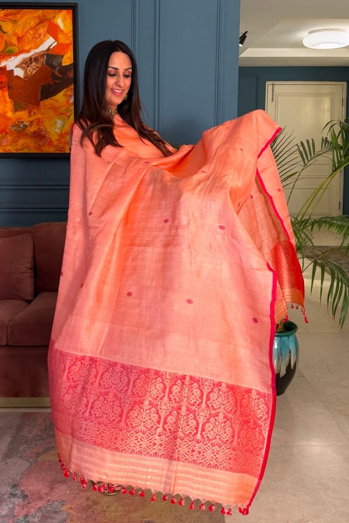 Tangail weave on Pure Tussar Silk -Kurta Dupatta set