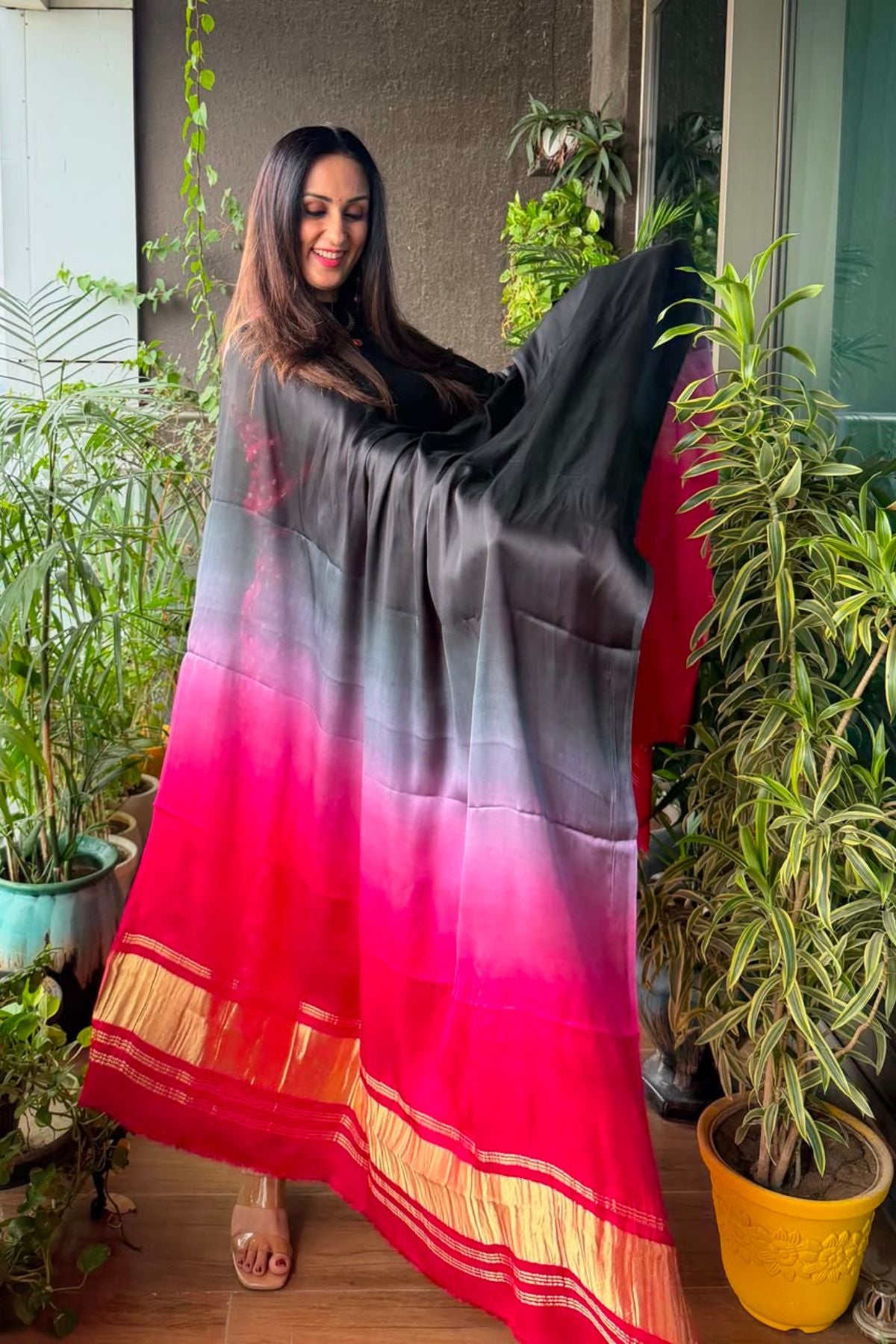 Handcrafted Bandhani ombré kurta dupatta set on pure modal!!