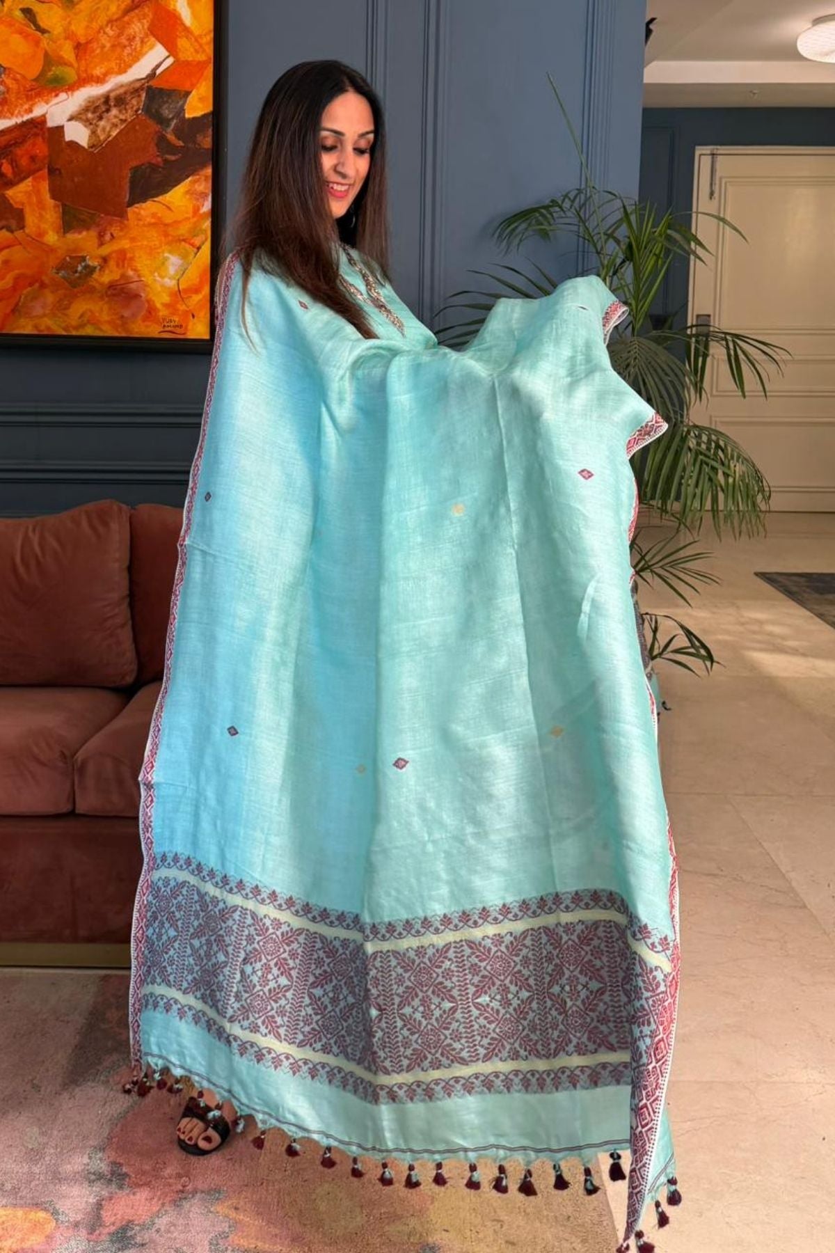 Tangail weave on Pure Tussar Silk -Kurta Dupatta set