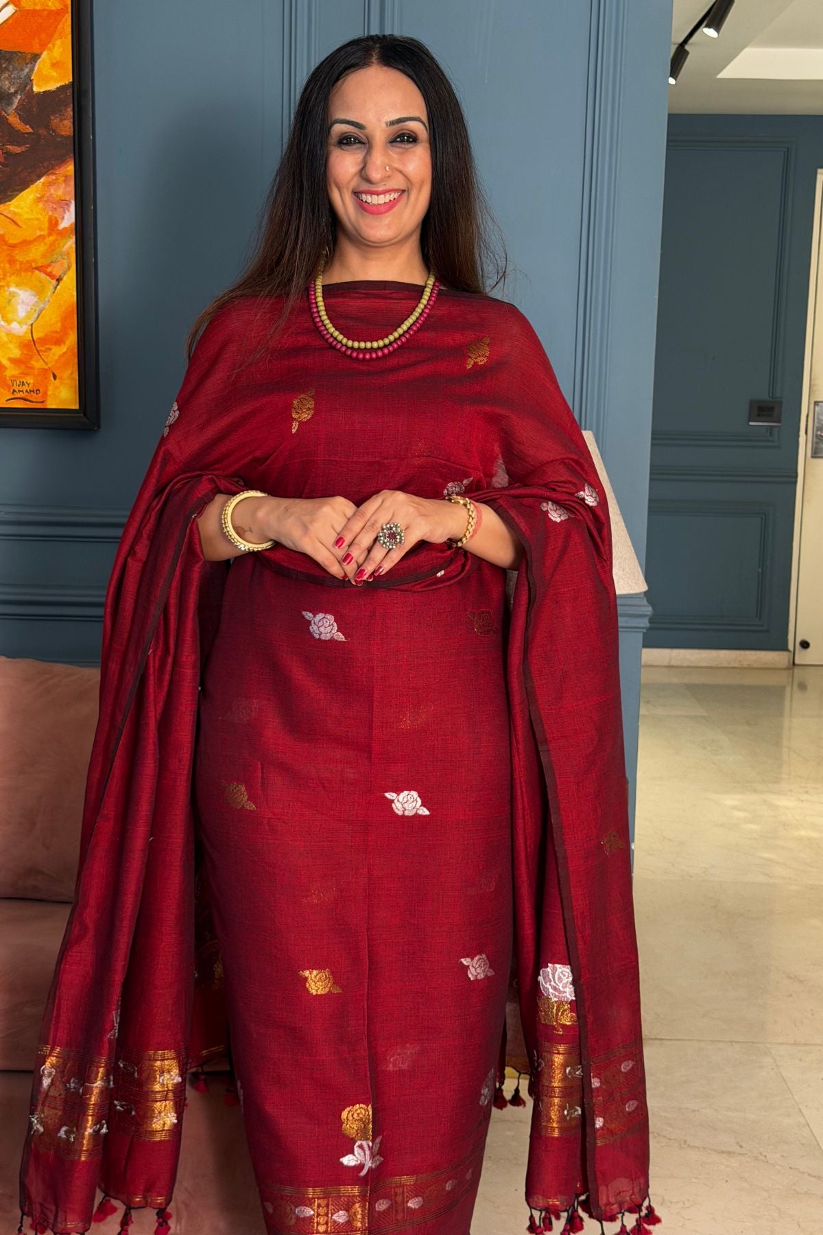 Mercerised pure cotton zari weave kurta dupatta sets with Jamdani weave !!