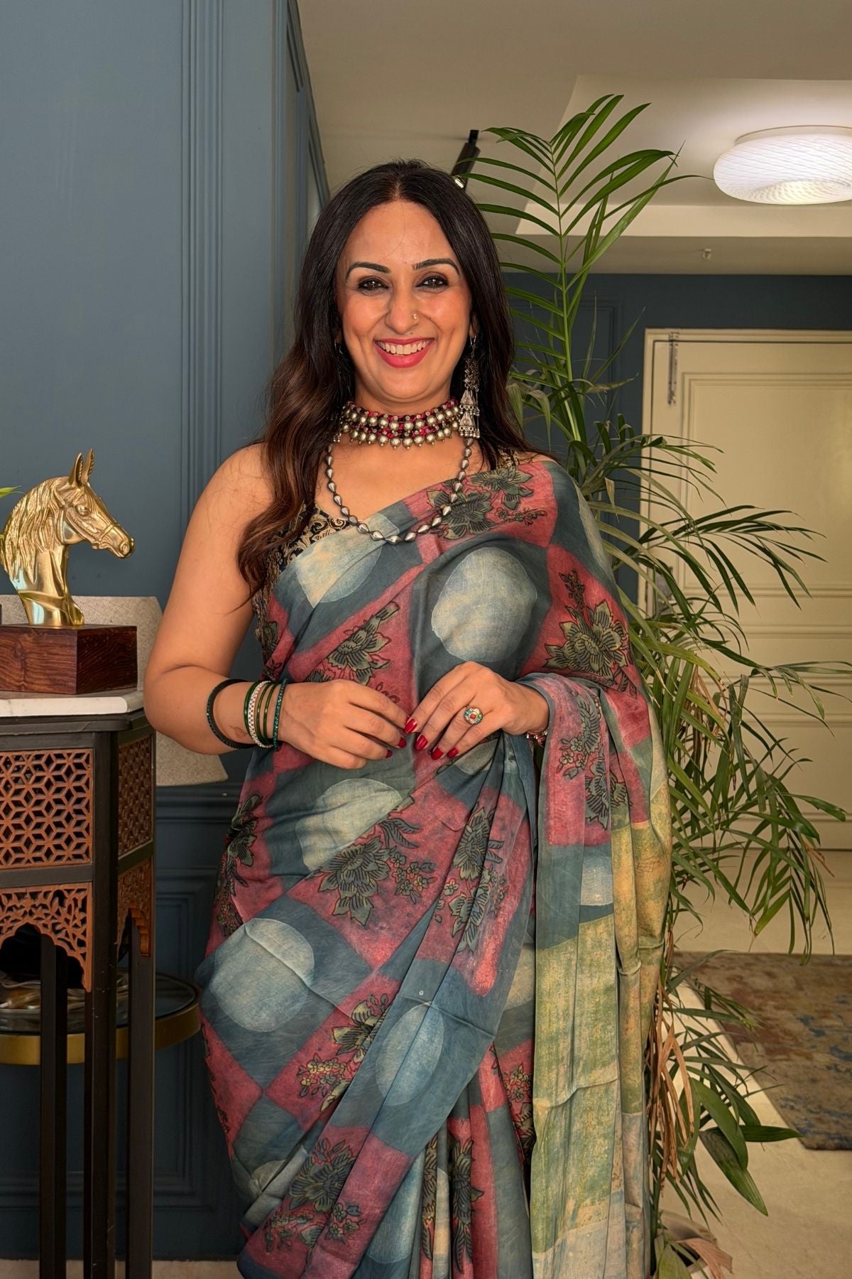 Pomegranate handcrafted pure tussar modal saree!!