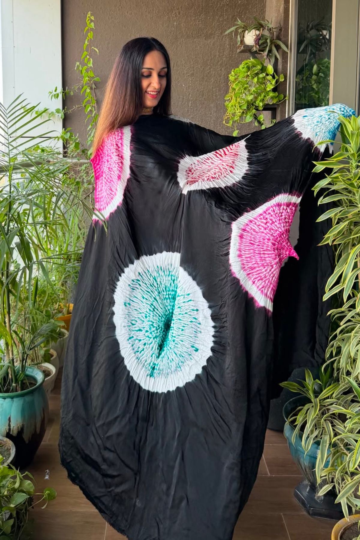 Hand Shibori on pure modal Satin-Kurta and dupatta set!!