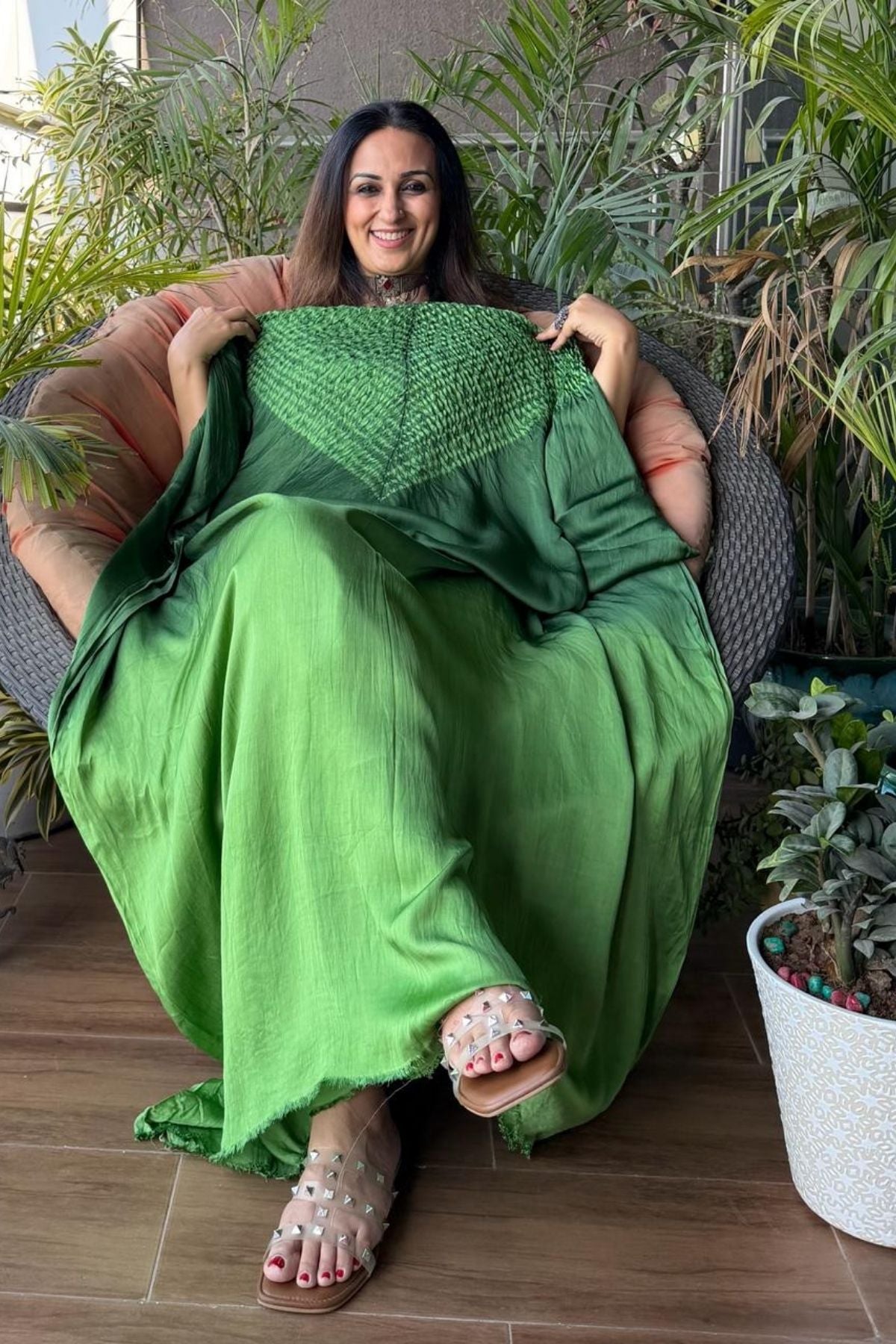 Handblocked Shibori shaded kurta on pure Modal