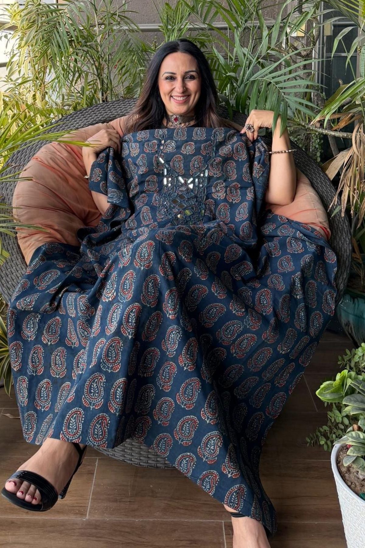 Pure Cotton Kutch mirror hand work kurta fabrics!!