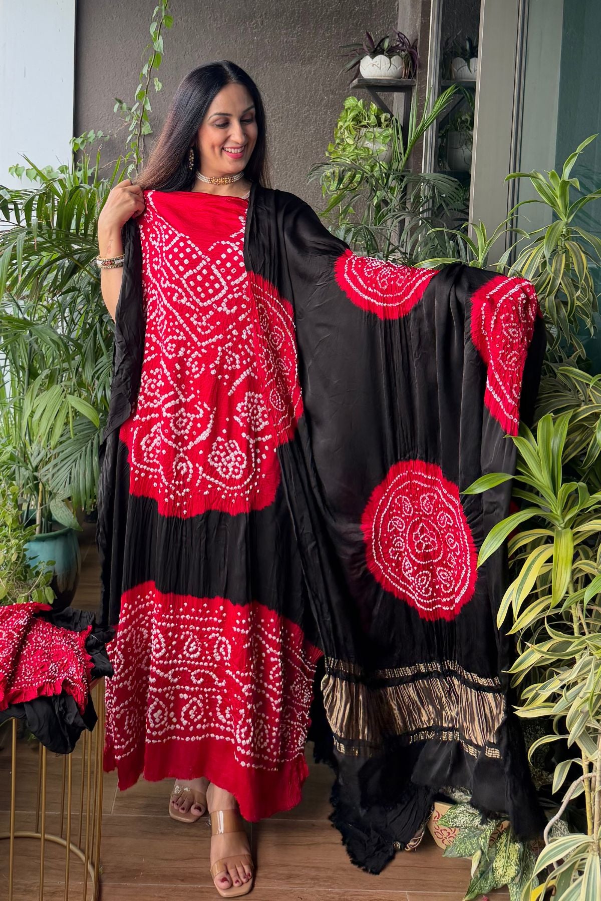Bandhani work full sets on pure modal satin!!!