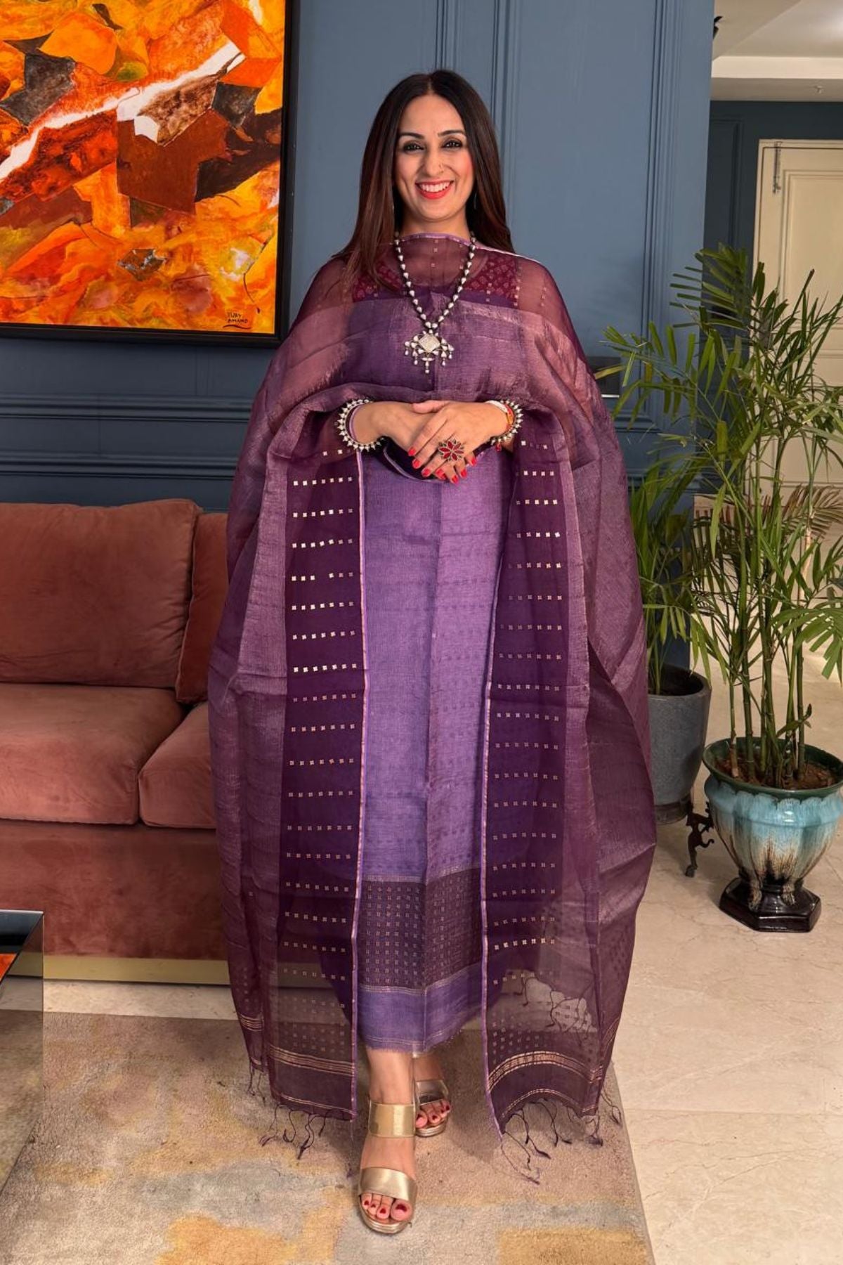 Pure Silk Linen kurta dupatta sets