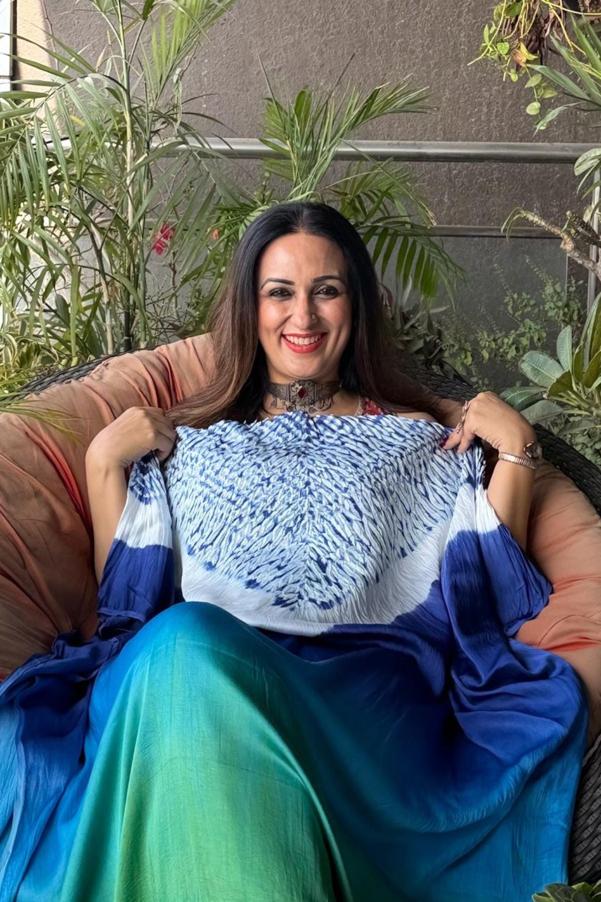 Handblocked Shibori shaded kurta on pure Modal