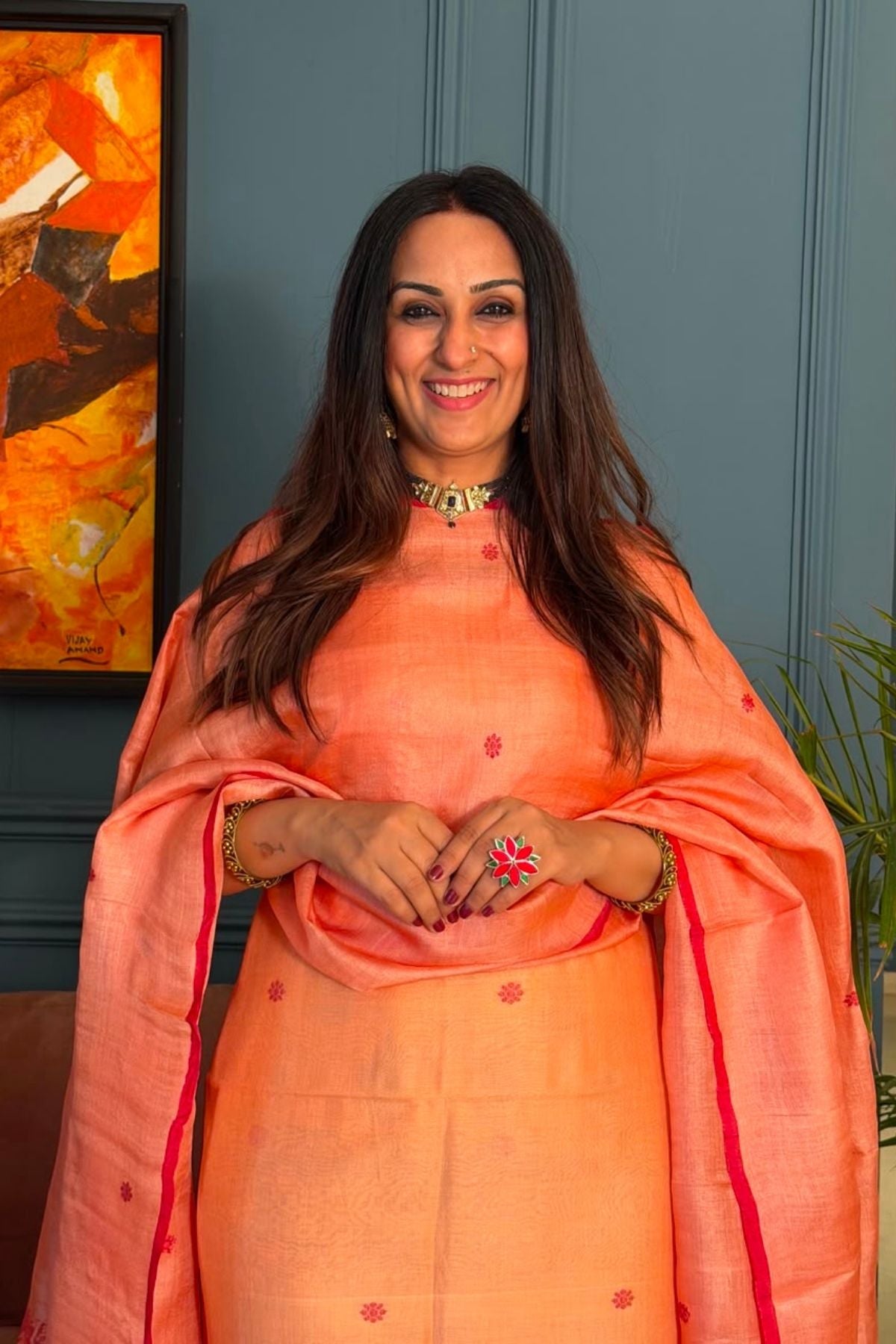 Tangail weave on Pure Tussar Silk -Kurta Dupatta set