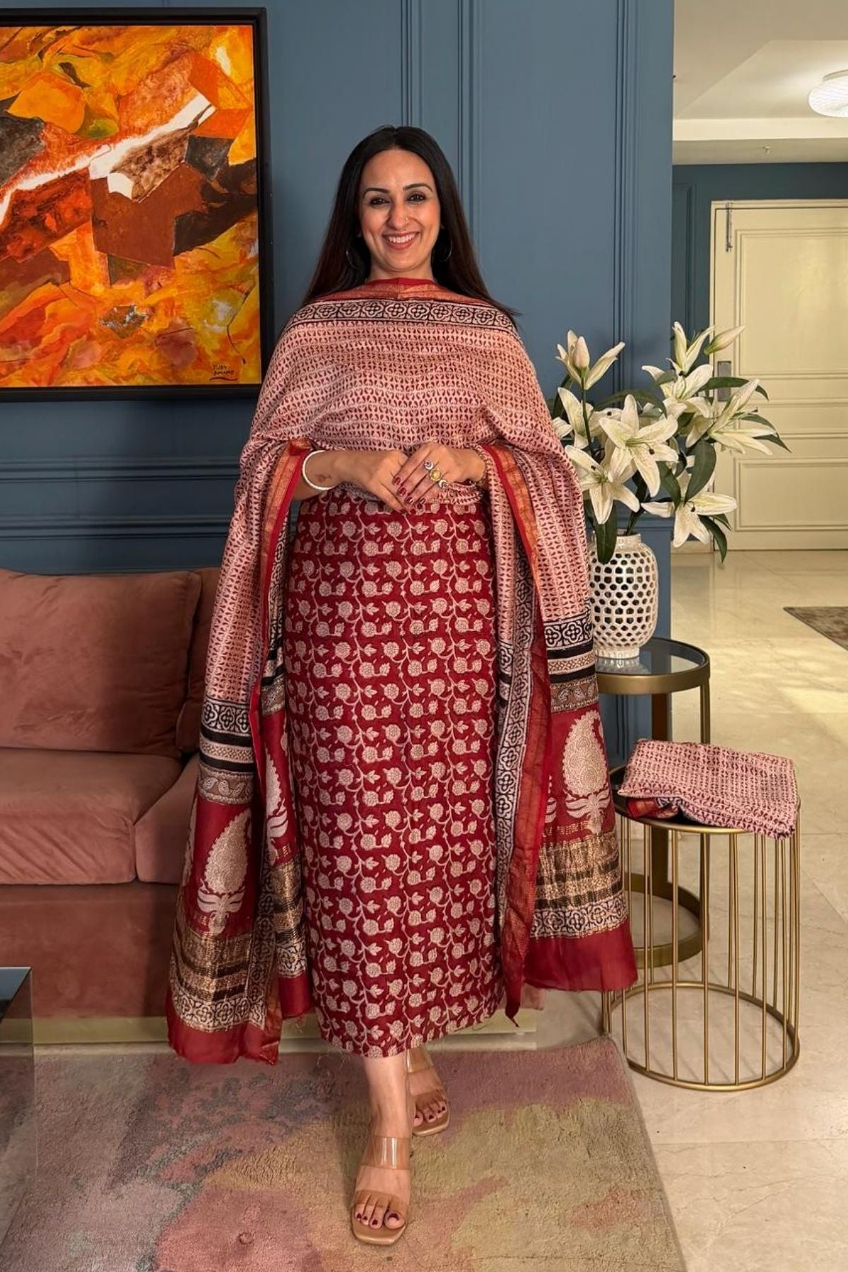 Handblocked Bagh full sets on pure Maheshwari!!