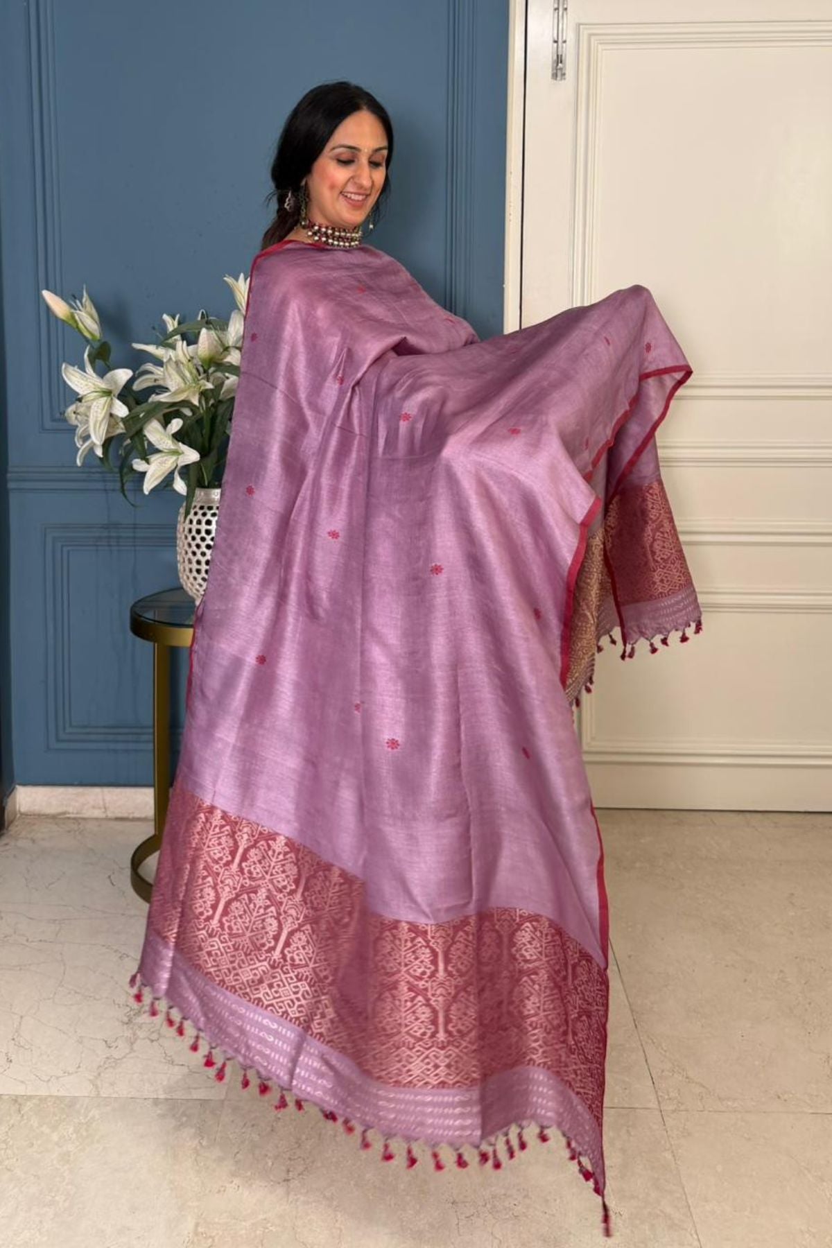 Tangail weave on Pure Tussar Silk -Kurta Dupatta set