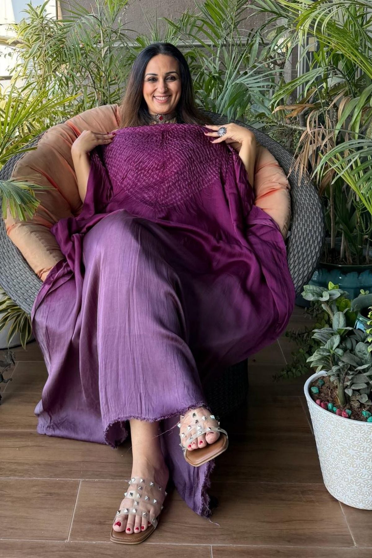 Handblocked Shibori shaded kurta on pure Modal