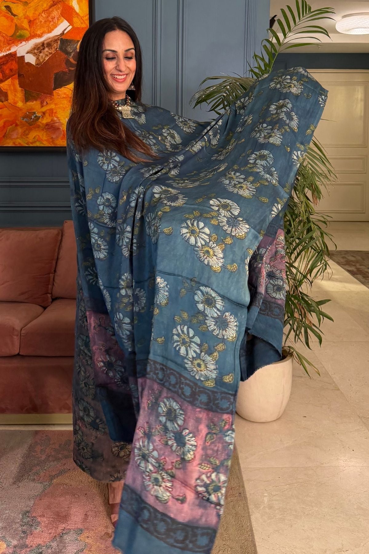 Pomegranate peel Handblock on Premium Modal fabric!!