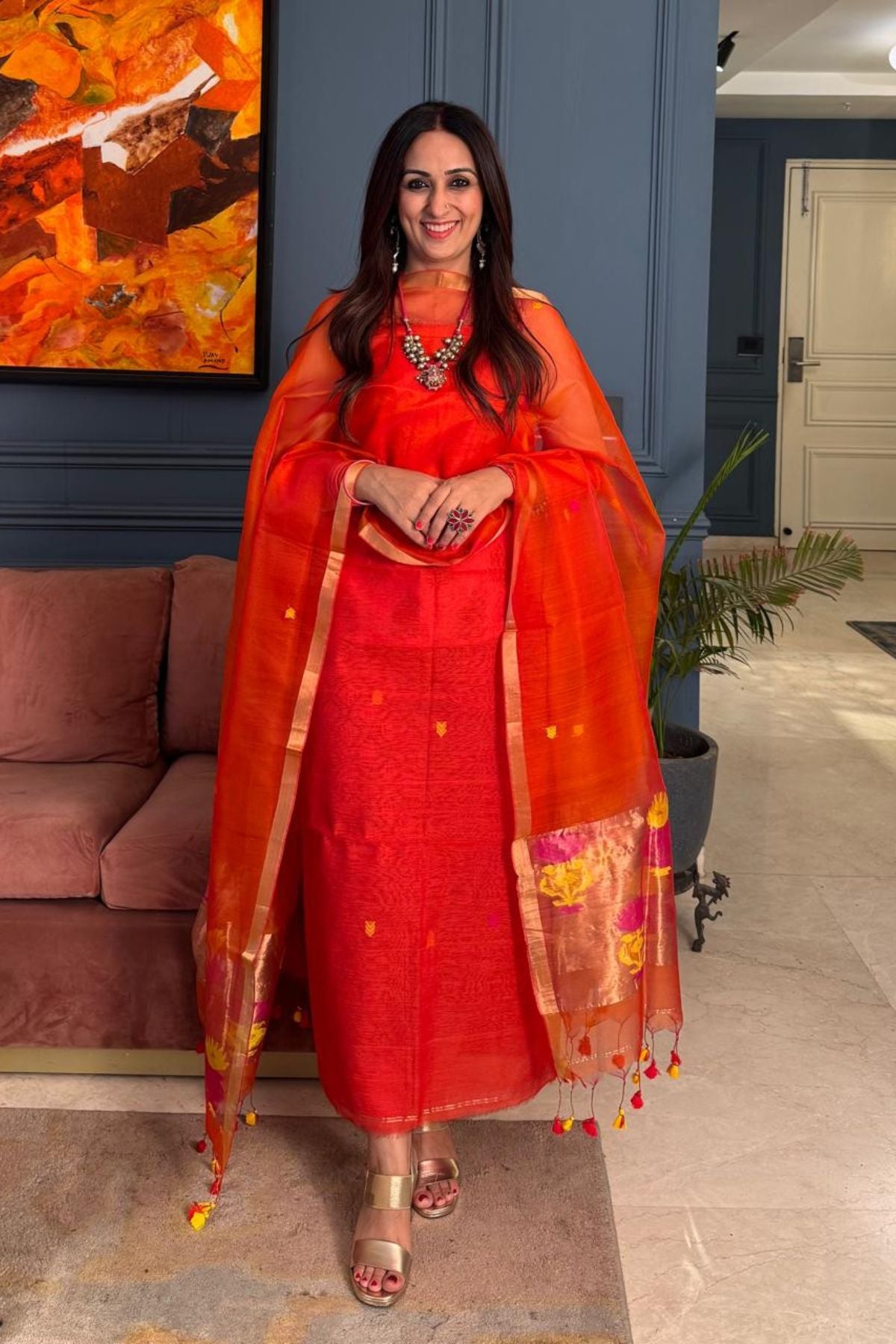 Muslin sets with Paithani inspired Jamdani work