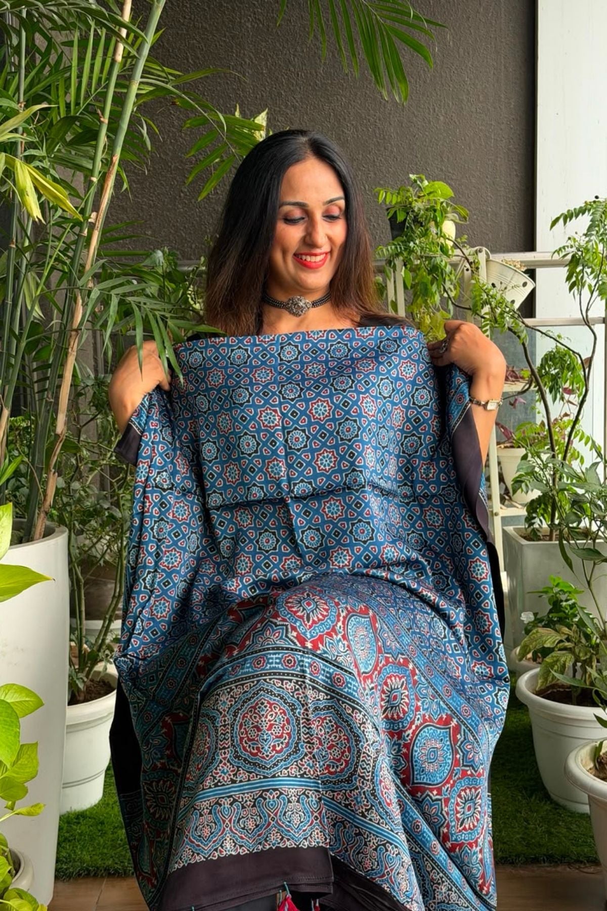 Ajrakh kurta fabric on pure modal !!