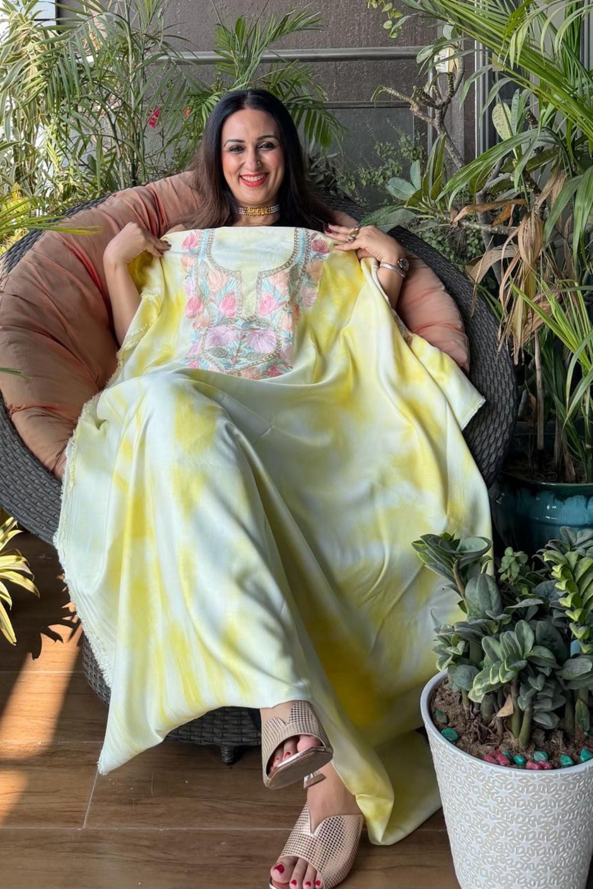 Pure muslin kurta fabric with Kashmiri work