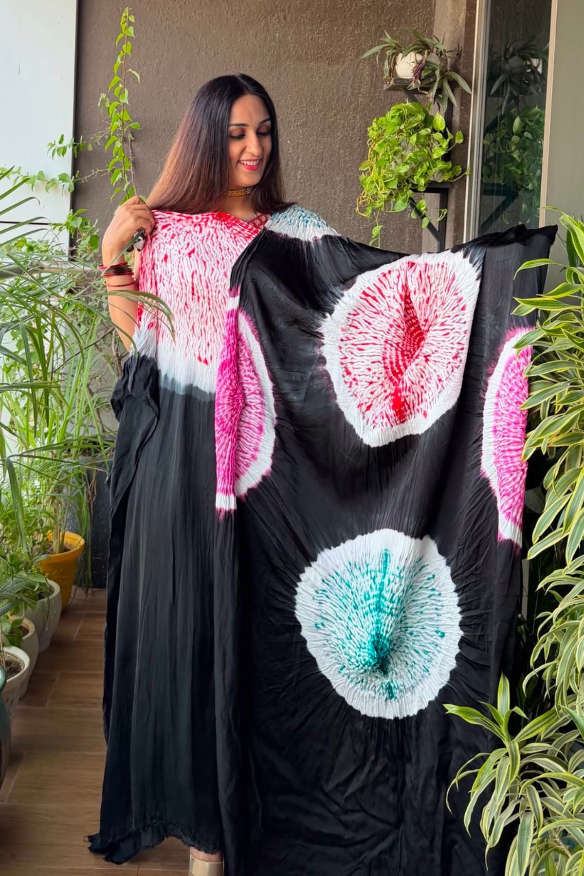 Hand Shibori on pure modal Satin-Kurta and dupatta set!!