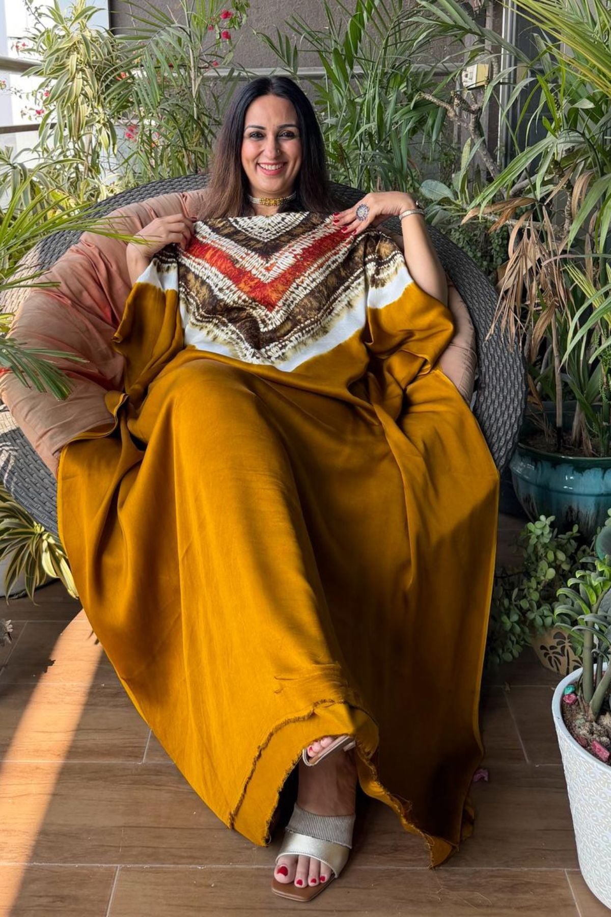Handblocked Shibori-marble dyed kurta on pure Modal