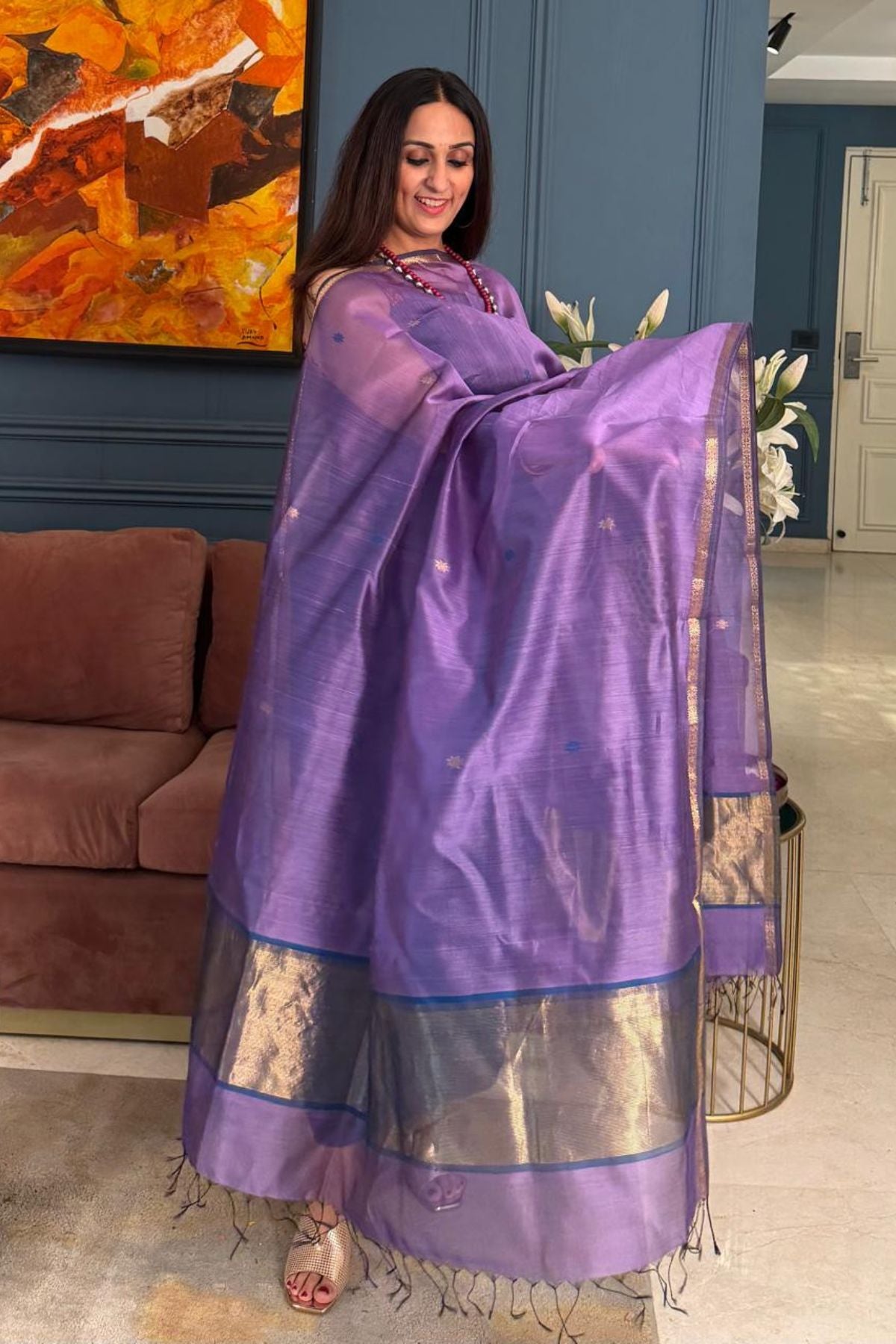 Maheshwari handloom silk by cotton kurta dupatta set