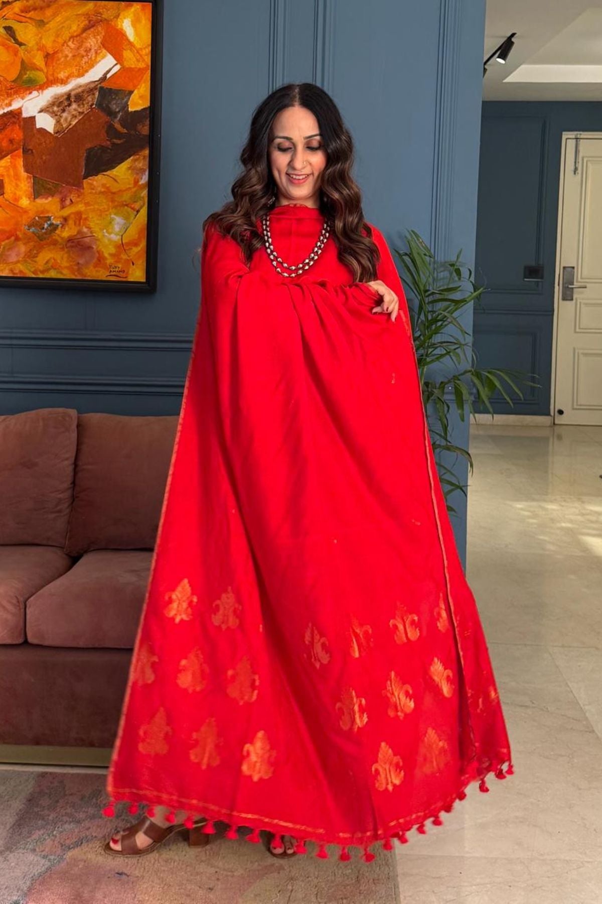 Premium Bangalore cotton with Banarasi weave kurta dupatta sets