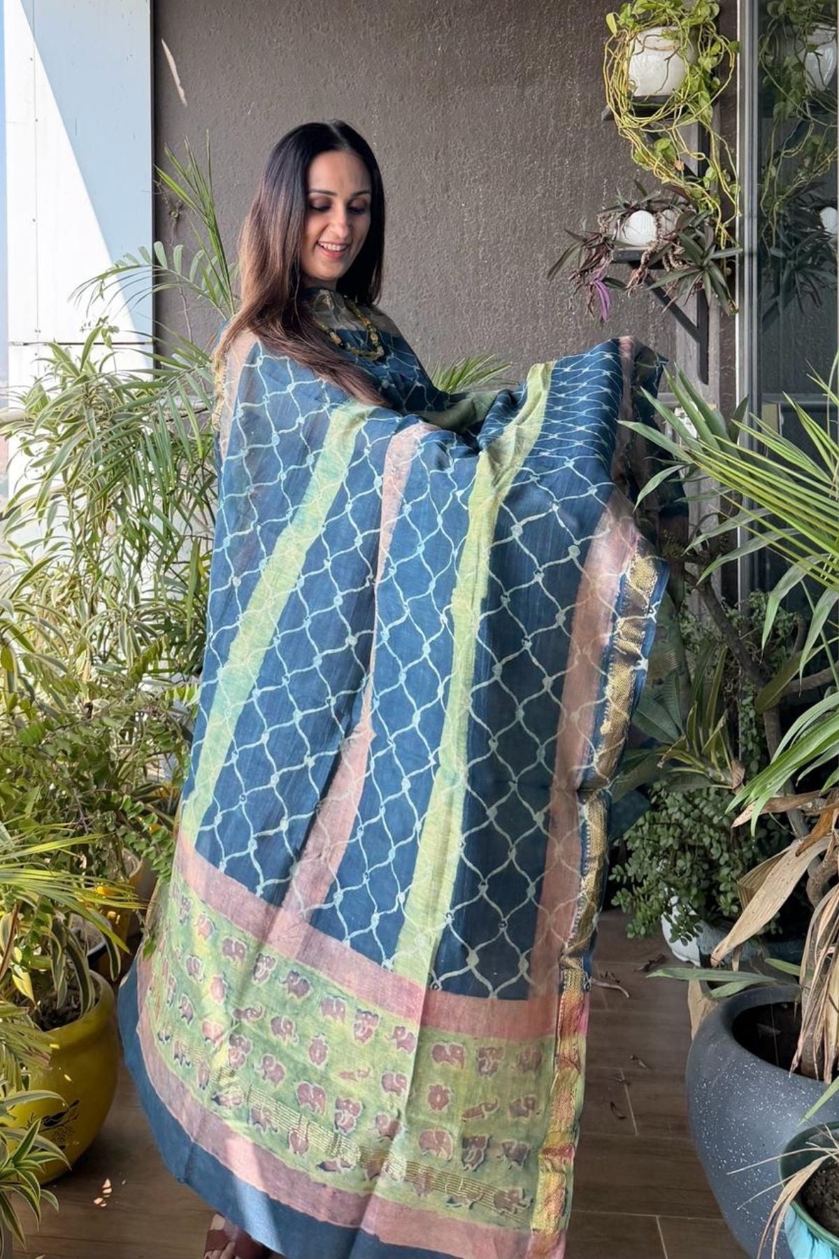 Handblocked with Pomegranate peel kurta dupatta sets in Maheshwari!!