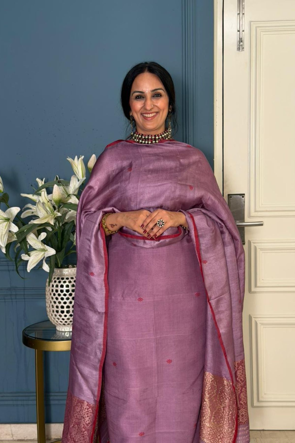 Tangail weave on Pure Tussar Silk -Kurta Dupatta set