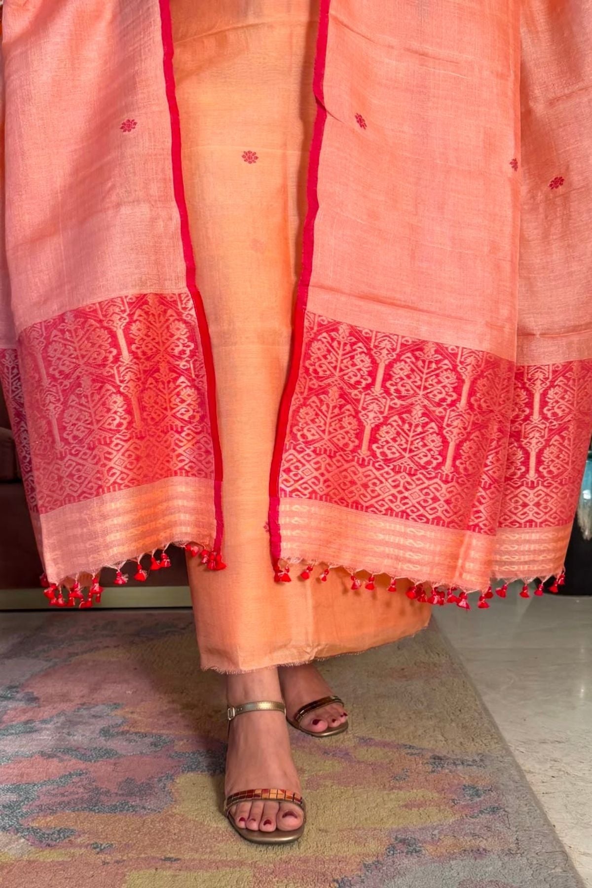 Tangail weave on Pure Tussar Silk -Kurta Dupatta set