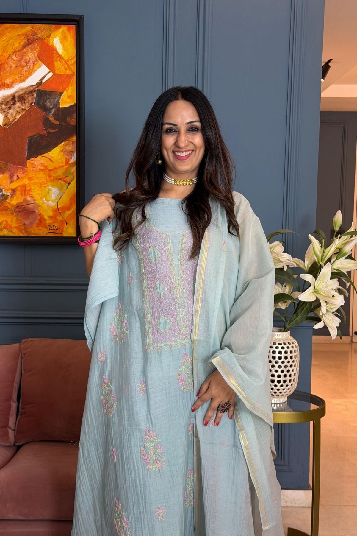 Ombré Chikankari on pure Mul cotton!!!
